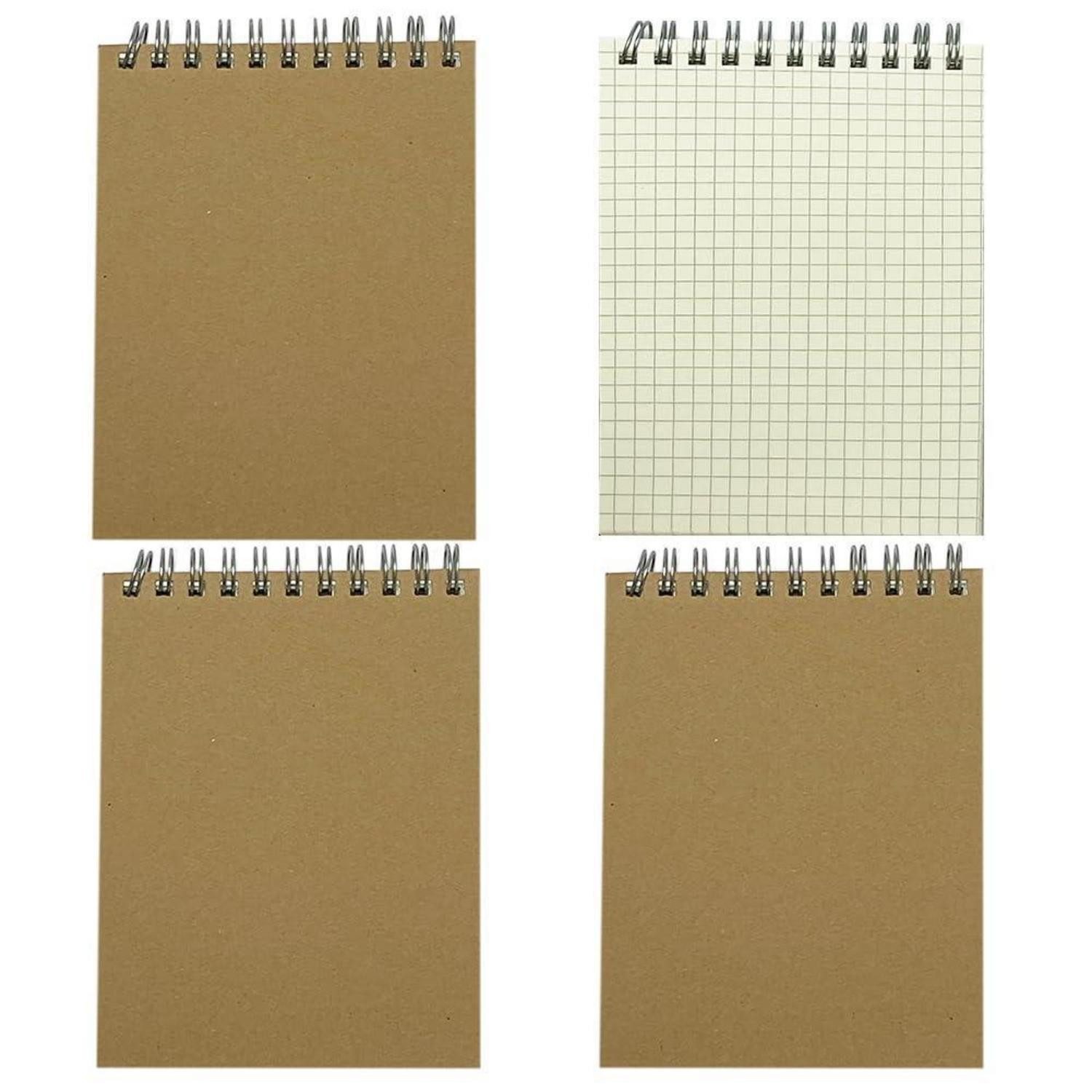 LuxusKollektion Notizheft Notizblock A6 Spirale kariert 4er Set Beige