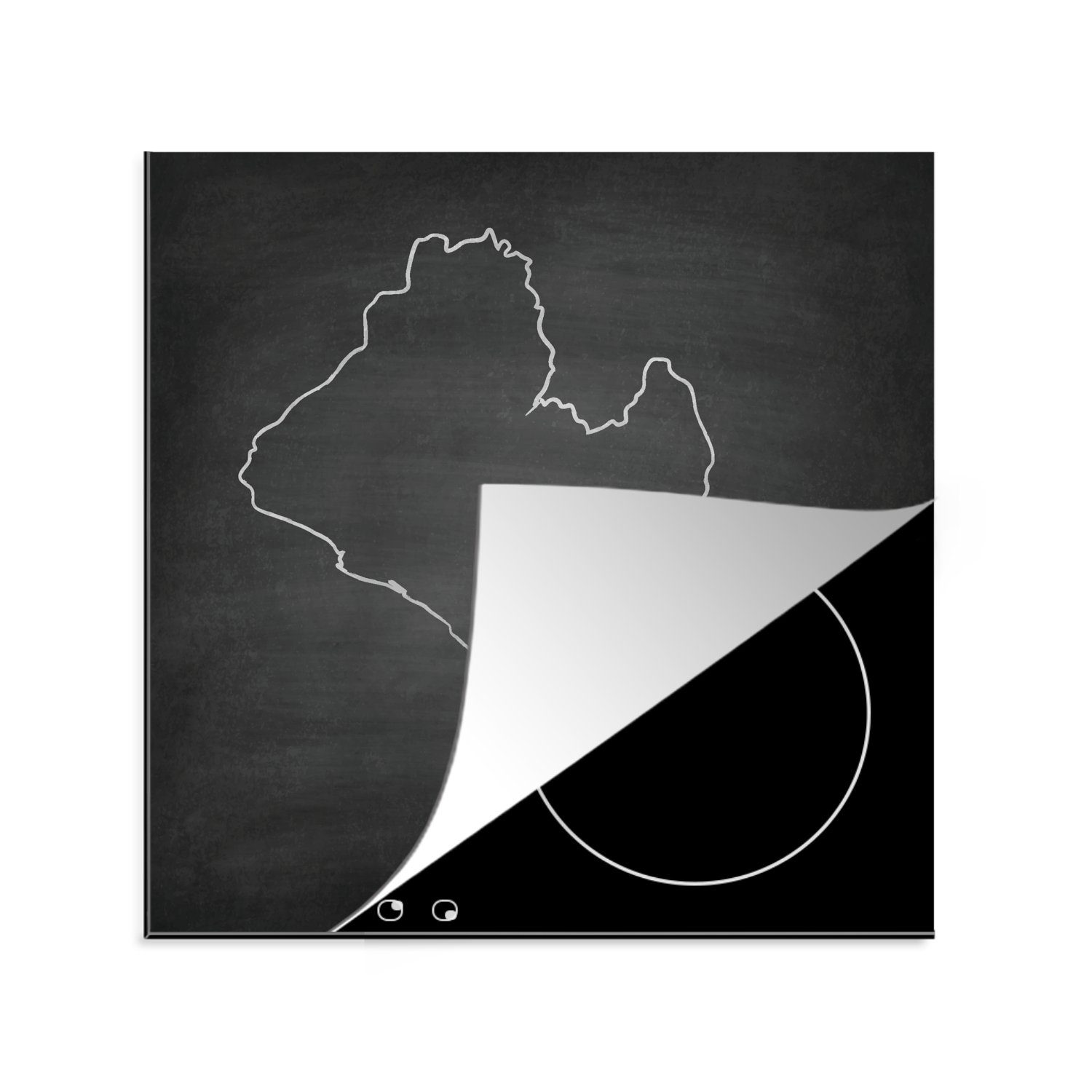MuchoWow Herdblende-/Abdeckplatte Illustration von küche tlg), (1 cm, auf Arbeitsplatte Vinyl, Ceranfeldabdeckung, für 78x78 einer Liberia Wandtafel