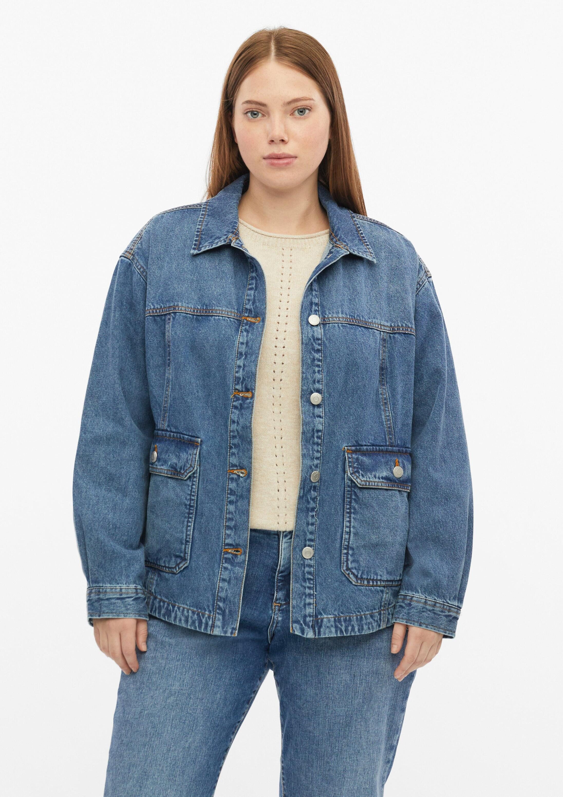 QS Hemdjacke Bluse Denim-Overshirt mit aufgesetzten Taschen