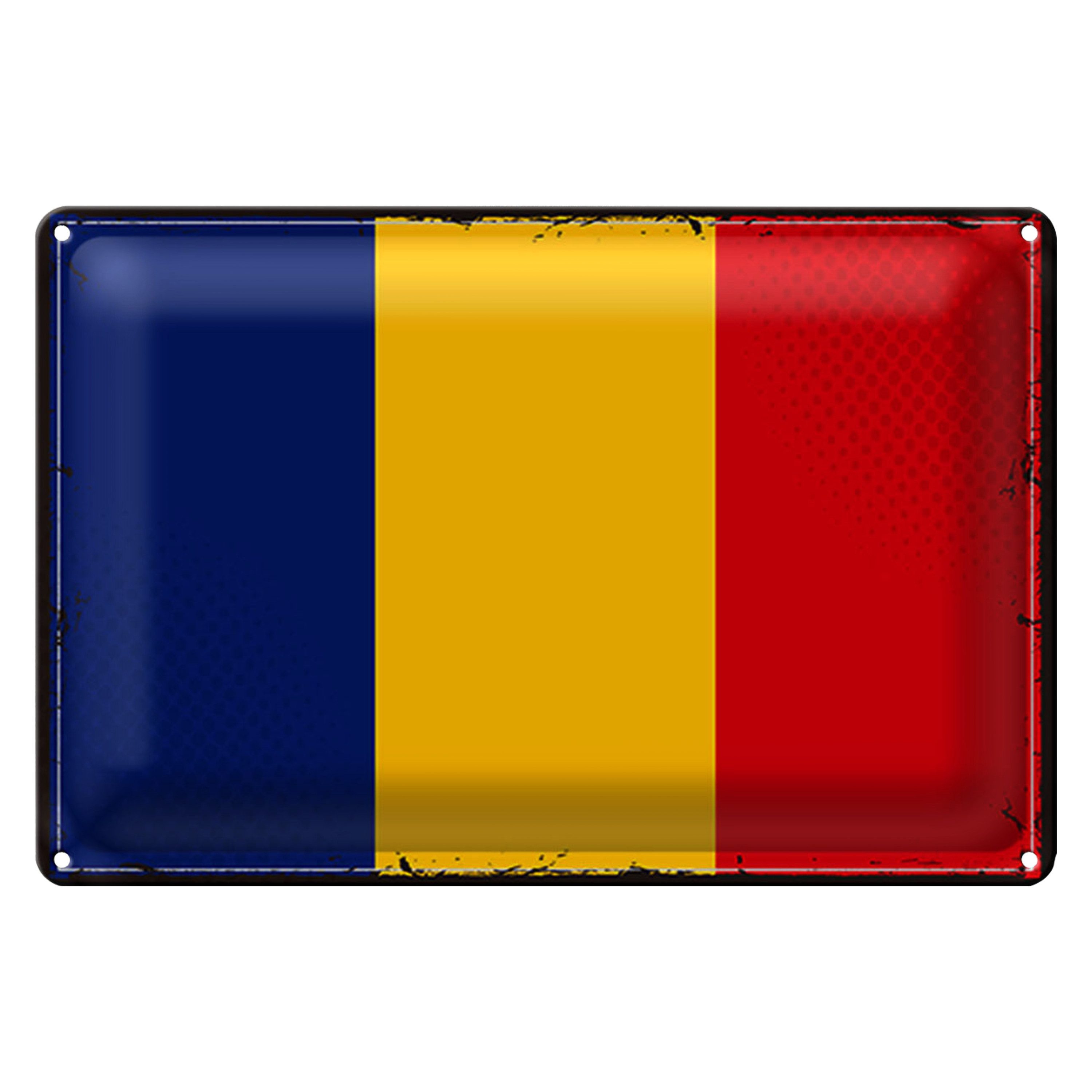 Roomando Metallschild Flagge Rumänien 40x30cm Retro Flag of Romania
