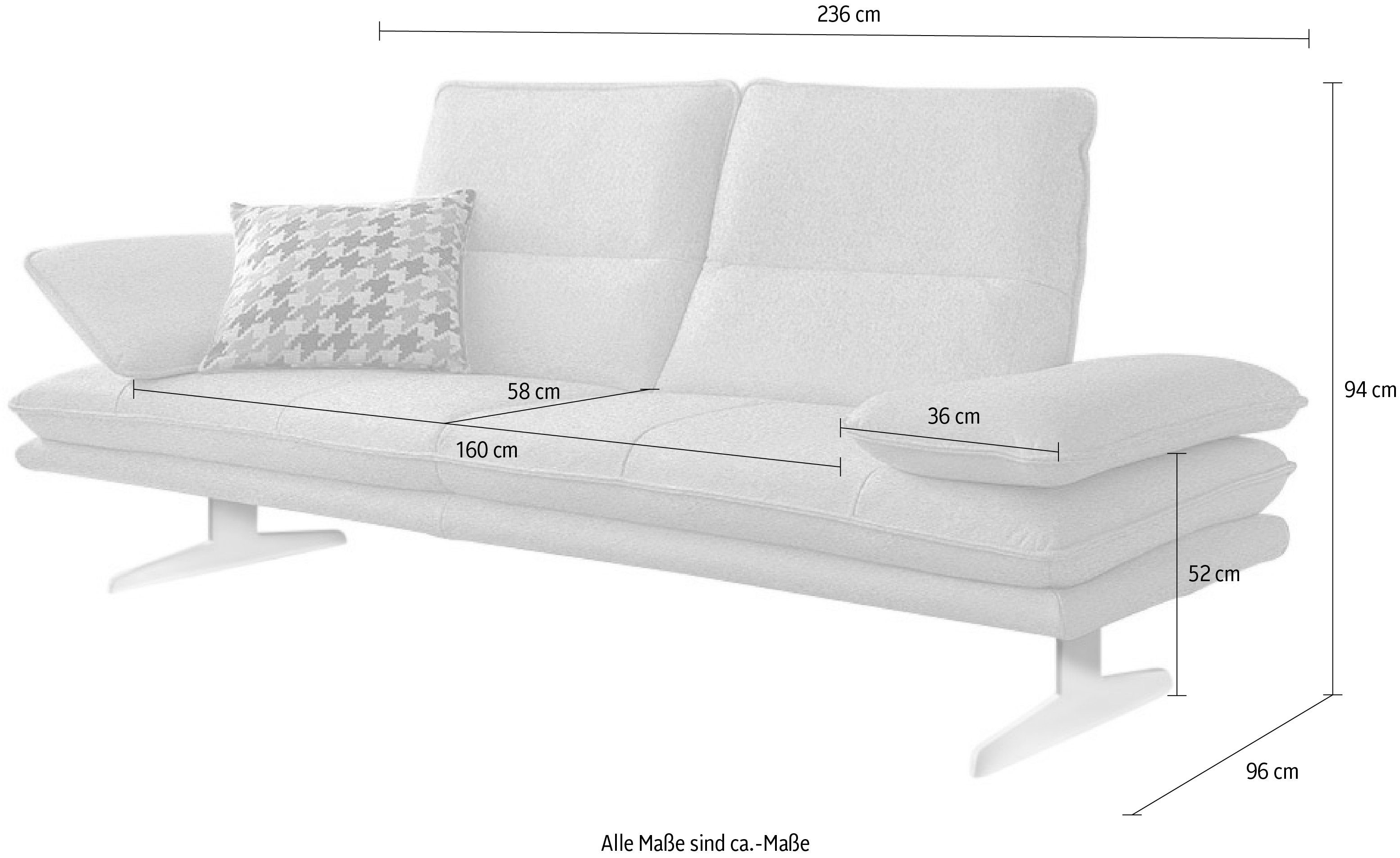 236cm Sitztiefenverstellung, W.SCHILLIG Seitenteilverstellung, Breite broadway, & 2,5-Sitzer Kopfteil-