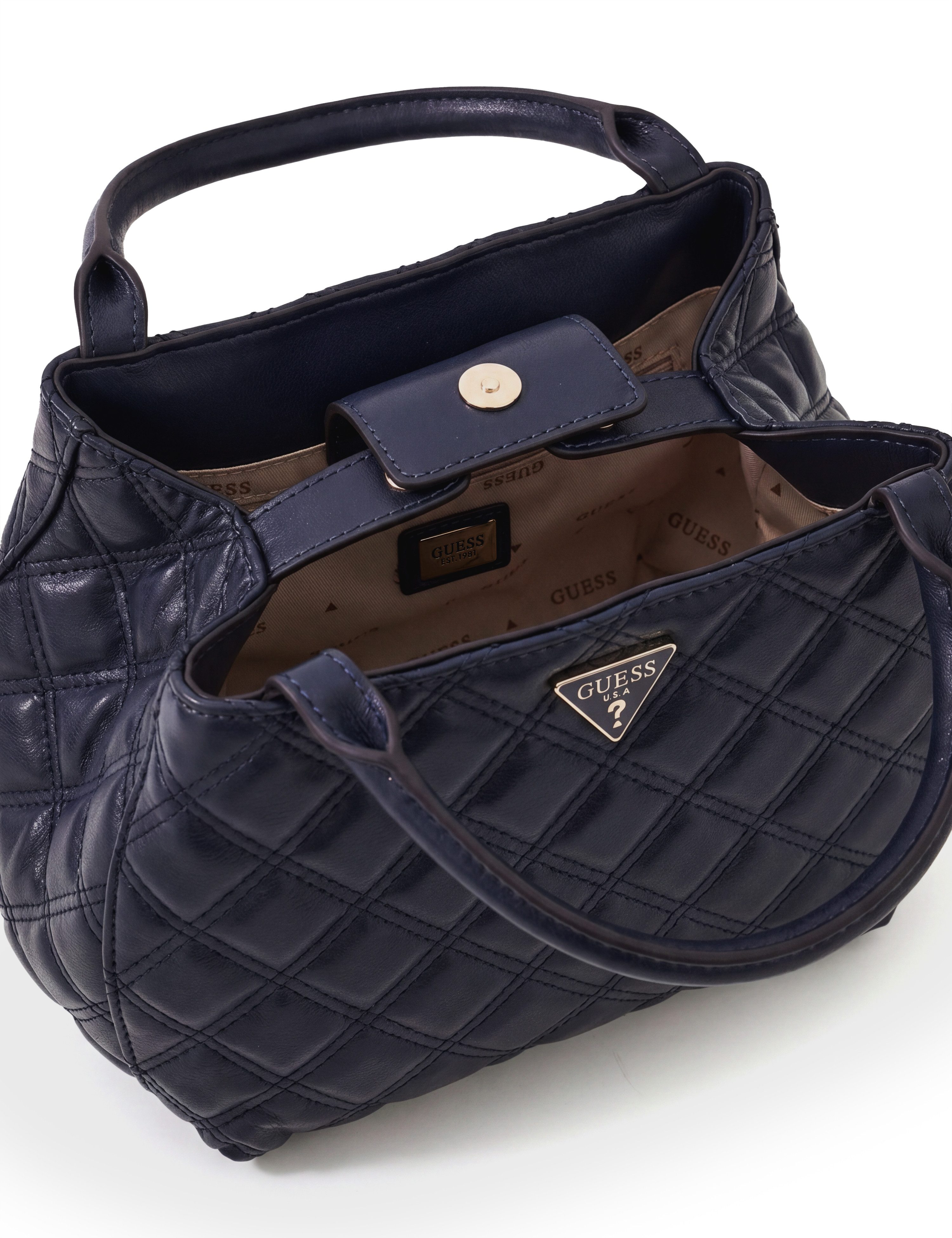 Guess Schultertasche JULIET MINI SATCHEL, Damen Henkeltasche, Umhängetasche mit edlem Dreieckslogo – Bild 3 von 5