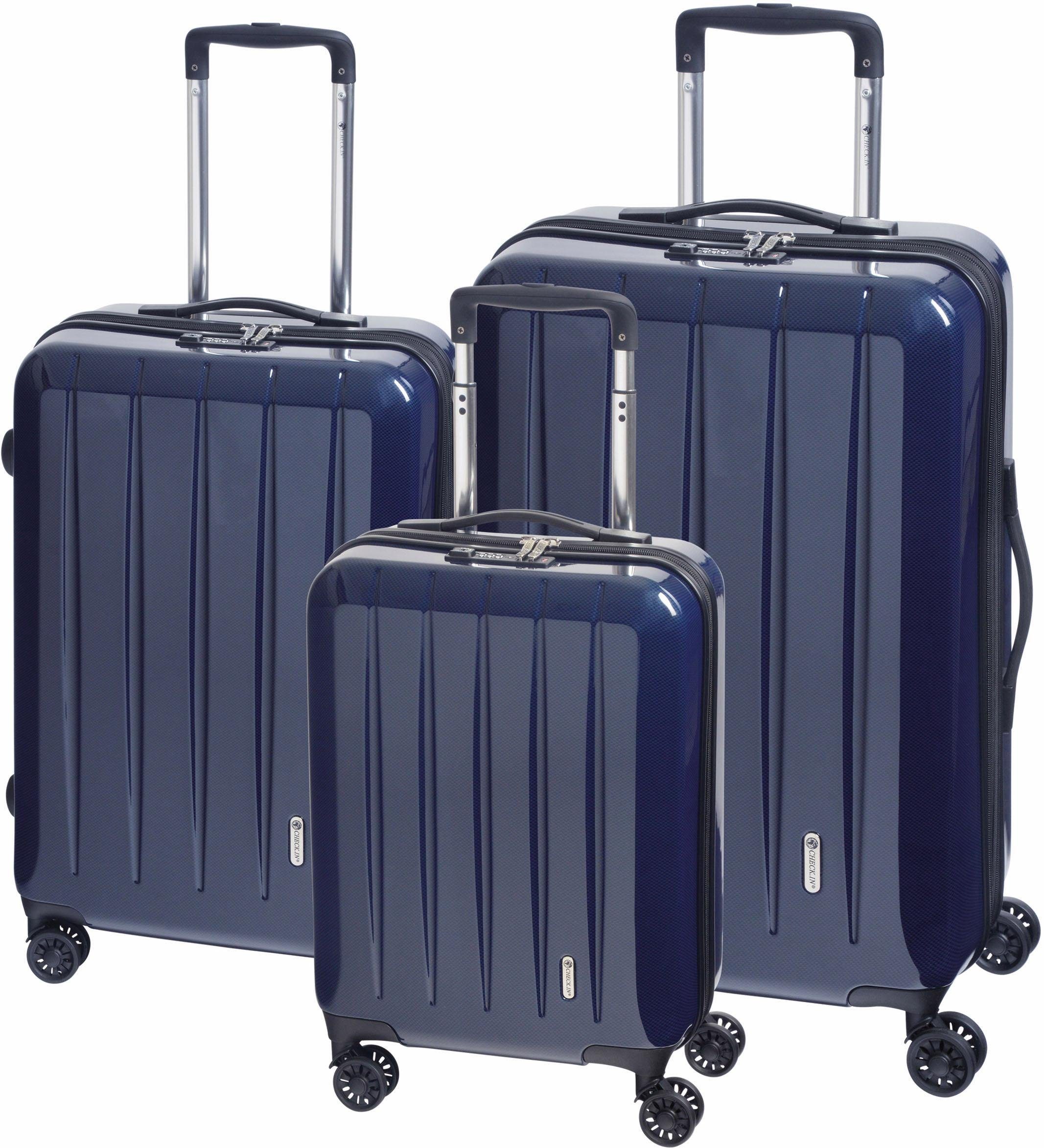 CHECK.IN® Trolleyset London 2.0, 4 Rollen, (Set, 3 tlg) Carbon Blau