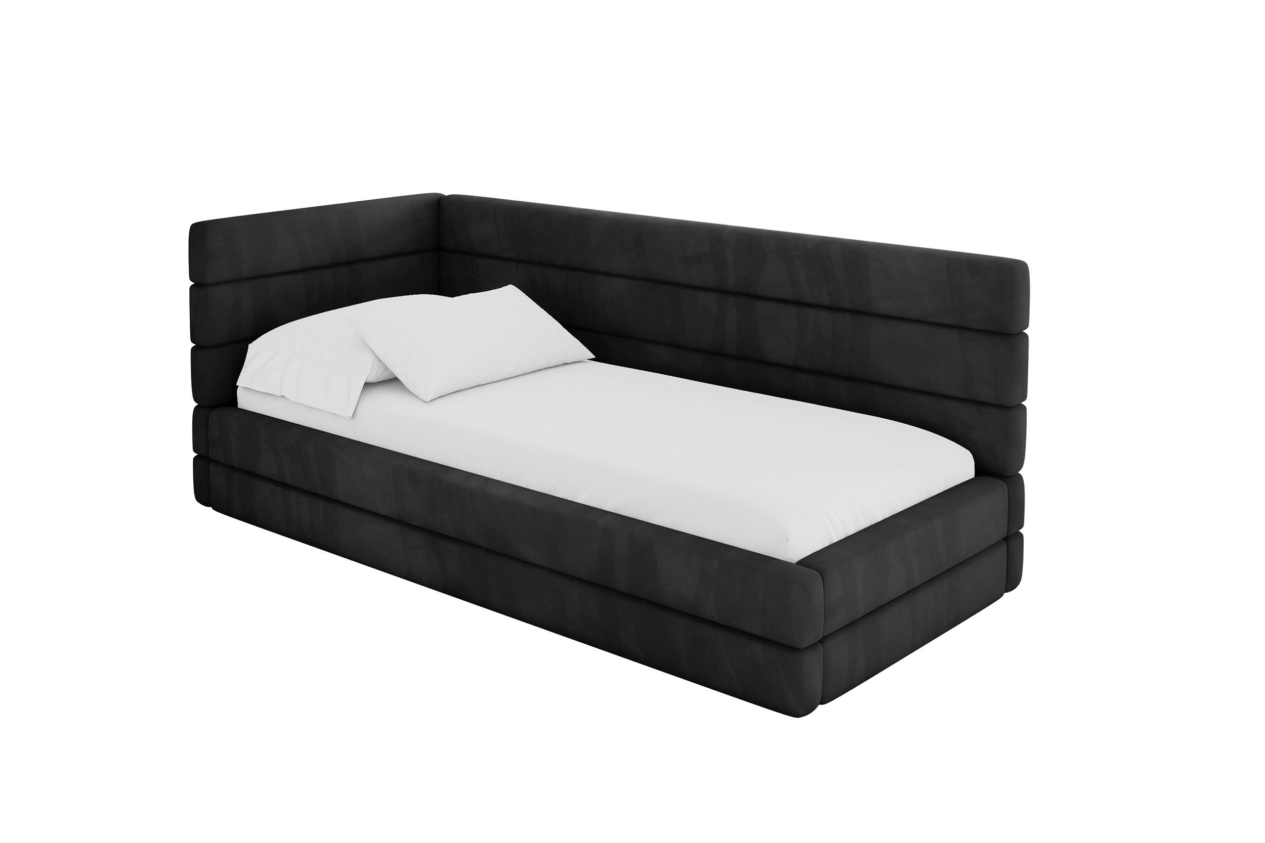 ALTDECOR Jugendbett BEMY (Jugendbett mit Bettkasten und Lattenrost, Polsterbett ohne Matratze), Einzelbett mit Stauraum, Bett mit Kopfteil