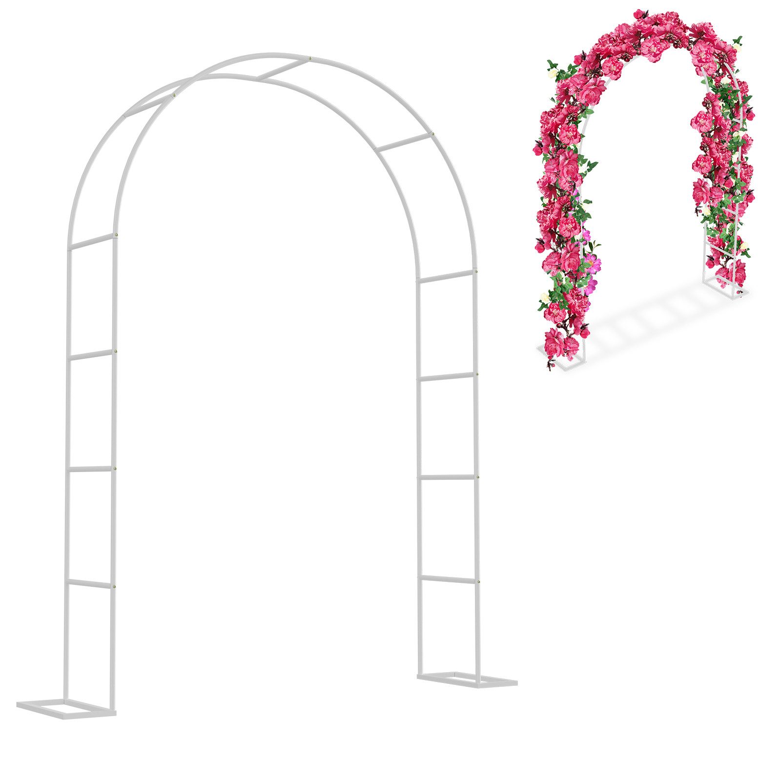 FIVMEN Rosenbogen 2,4M Gartenbogen Rankgitter Rosenhilfe aus Pulverbeschichtetem Stahl, die Torbogen-Gartendekoration