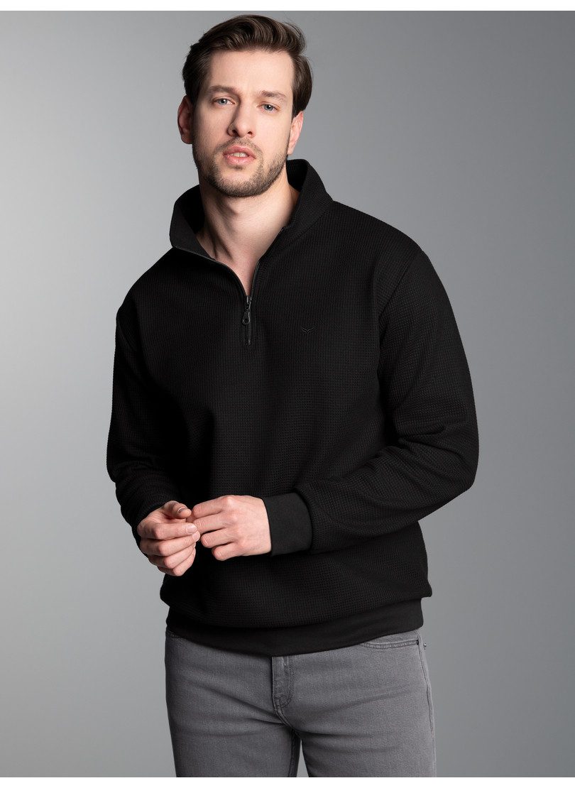 Trigema Sweatshirt TRIGEMA Troyer in Waffeloptik