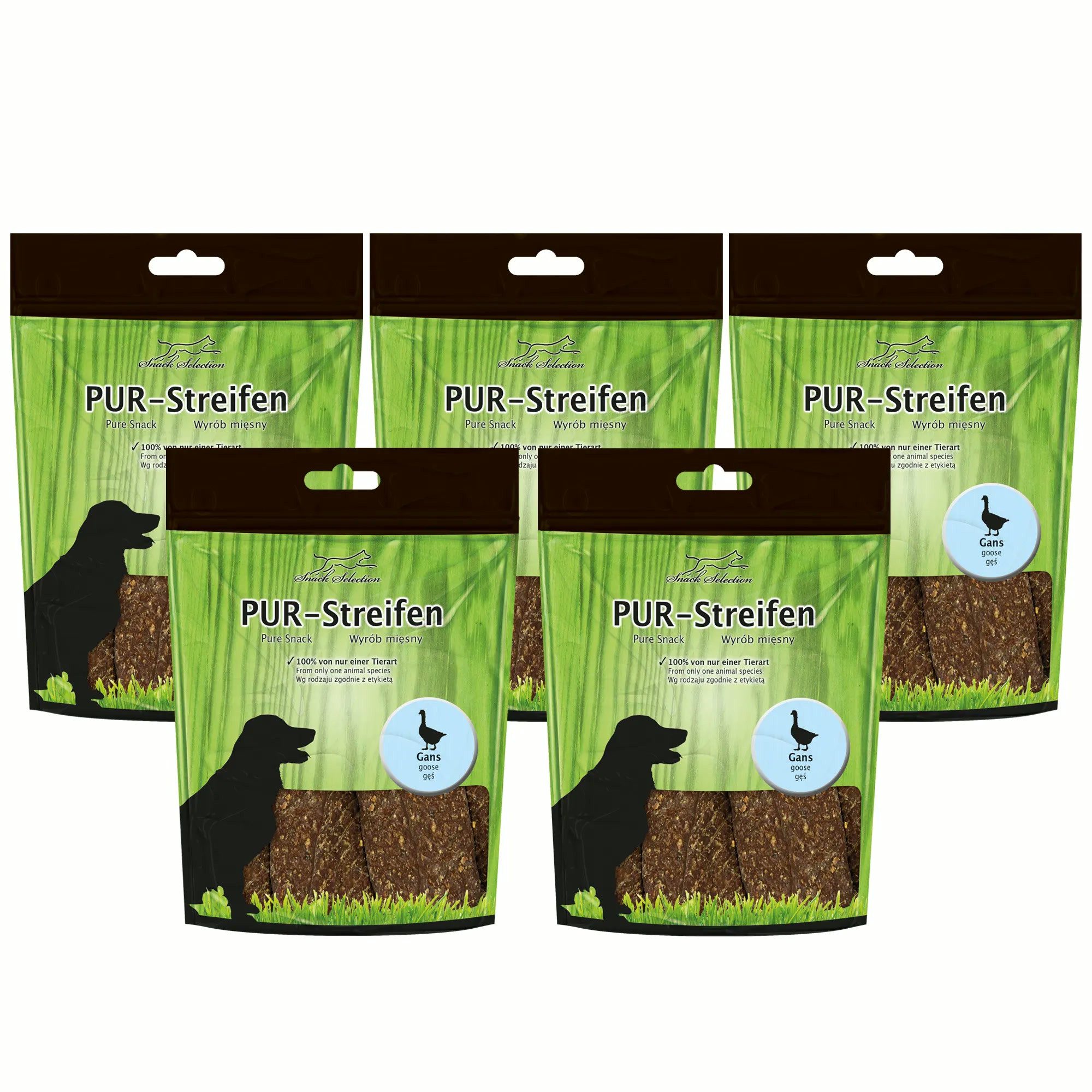 Greenhound PUR Streifen Gans - Ideal für empfindliche Hunde je 100g Gans, Snack für: Hunde, 100 % von nur einer Tierart