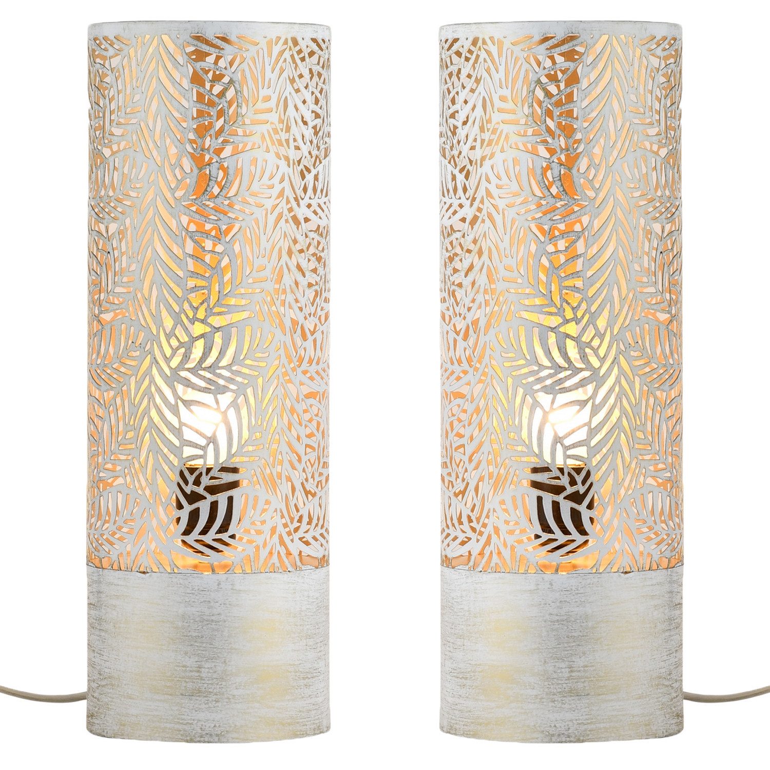 Marrakesch Orient & Mediterran Interior Nachttischlampe 2er Set Boho Deko Tischlampe Nachttischlampe Lampe Verdure Gross Weiss, ohne Leuchtmittel, Tischlampe