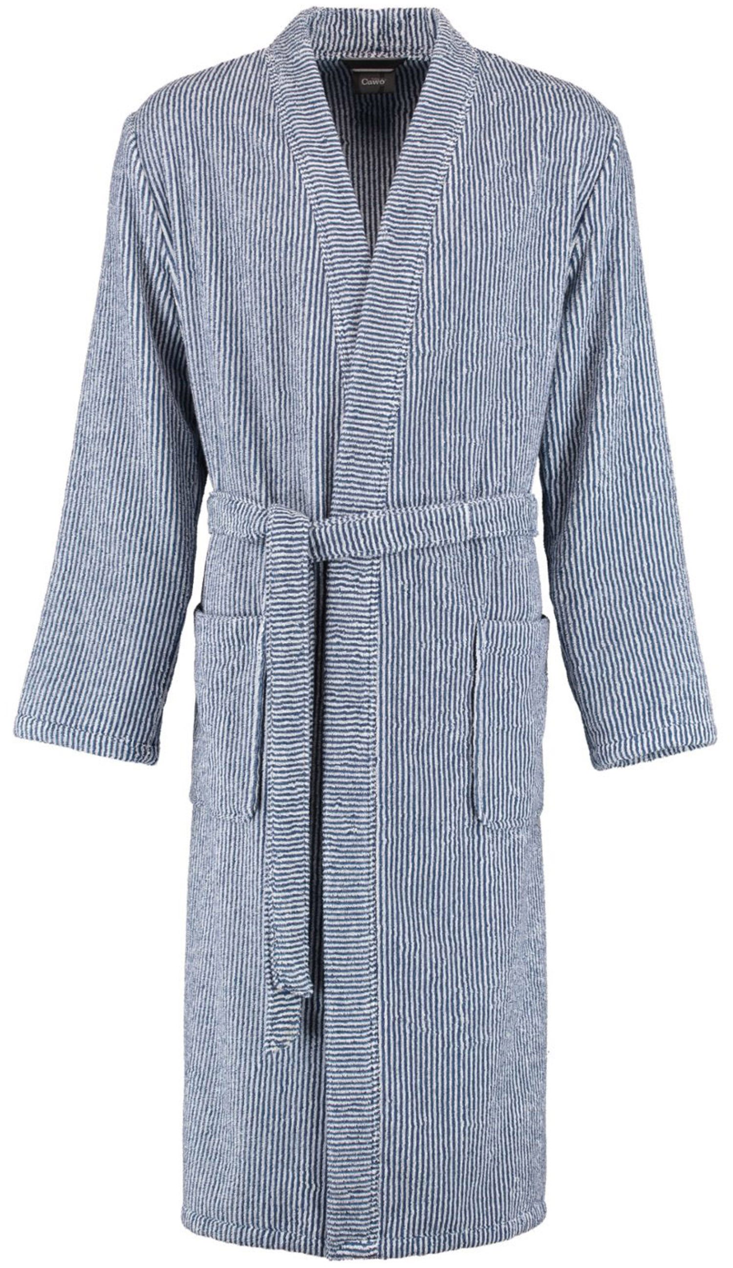 Cawö Herrenbademantel, Baumwolle, Kimono-Kragen, Gürtel, Baumwolle