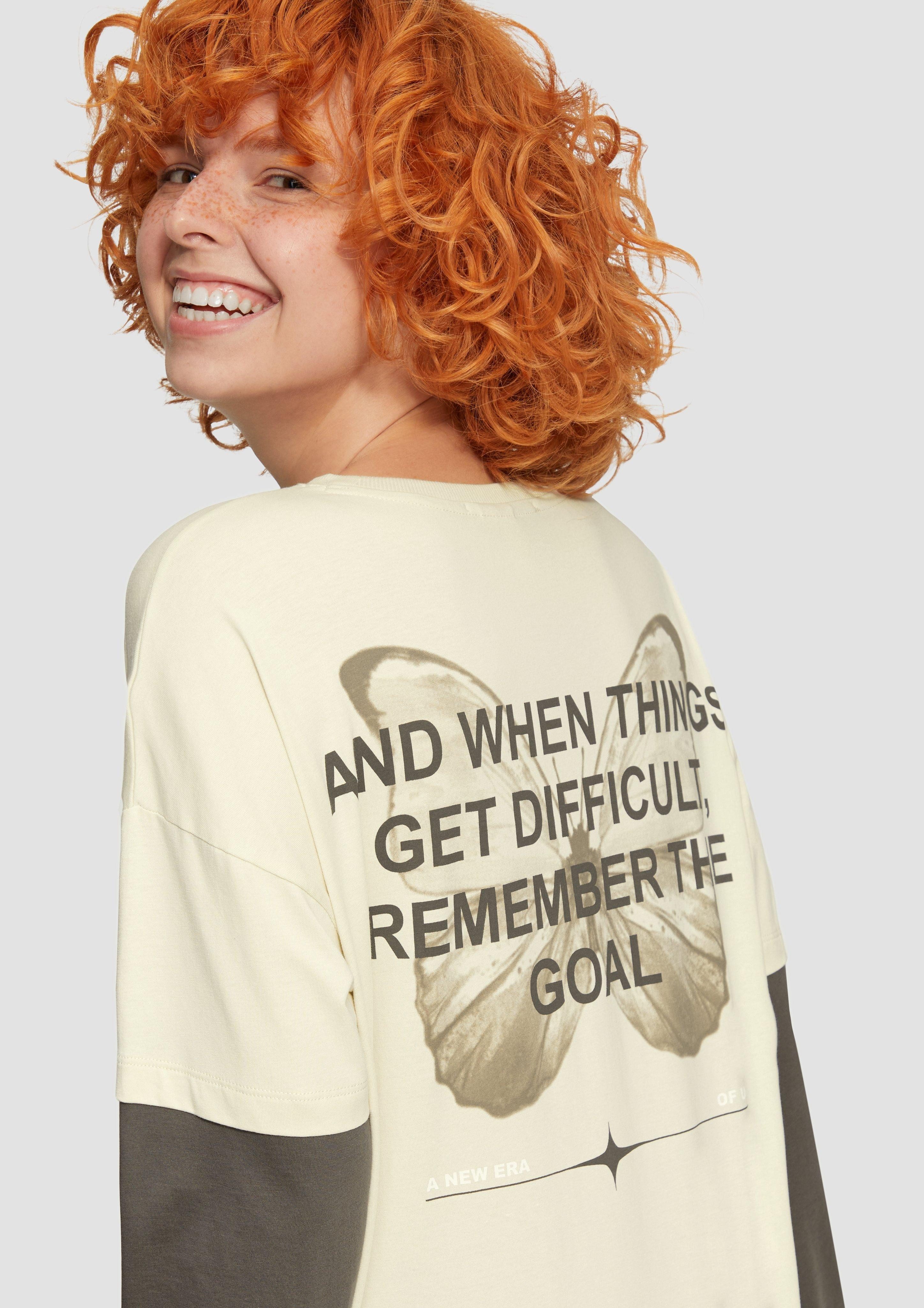 QS Langarmshirt Two-Layer-Longsleeve mit Print Layering günstig online kaufen