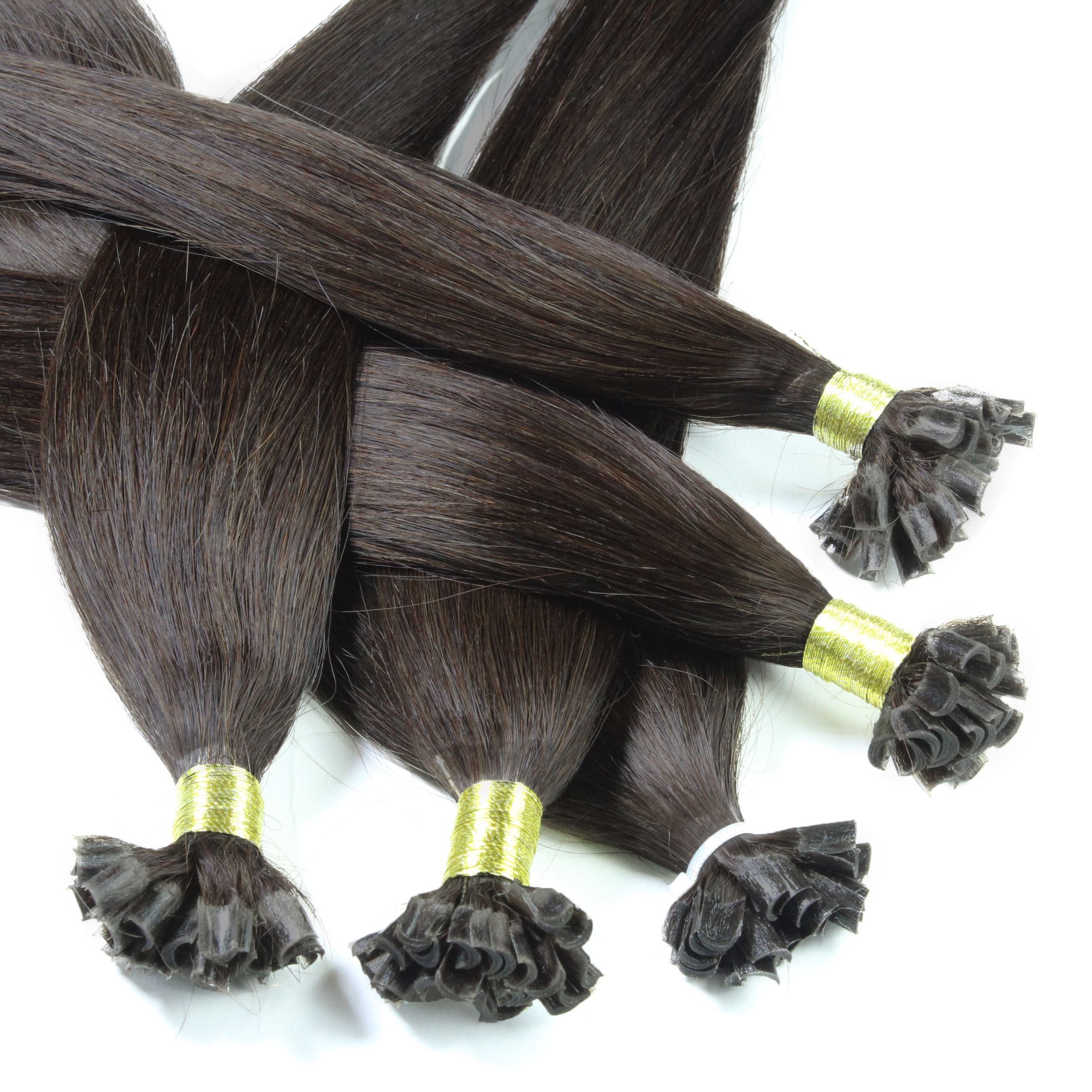 hair2heart Echthaar-Extension Bonding Extensions - glatt #5/0 Hellbraun 0.5g 60cm