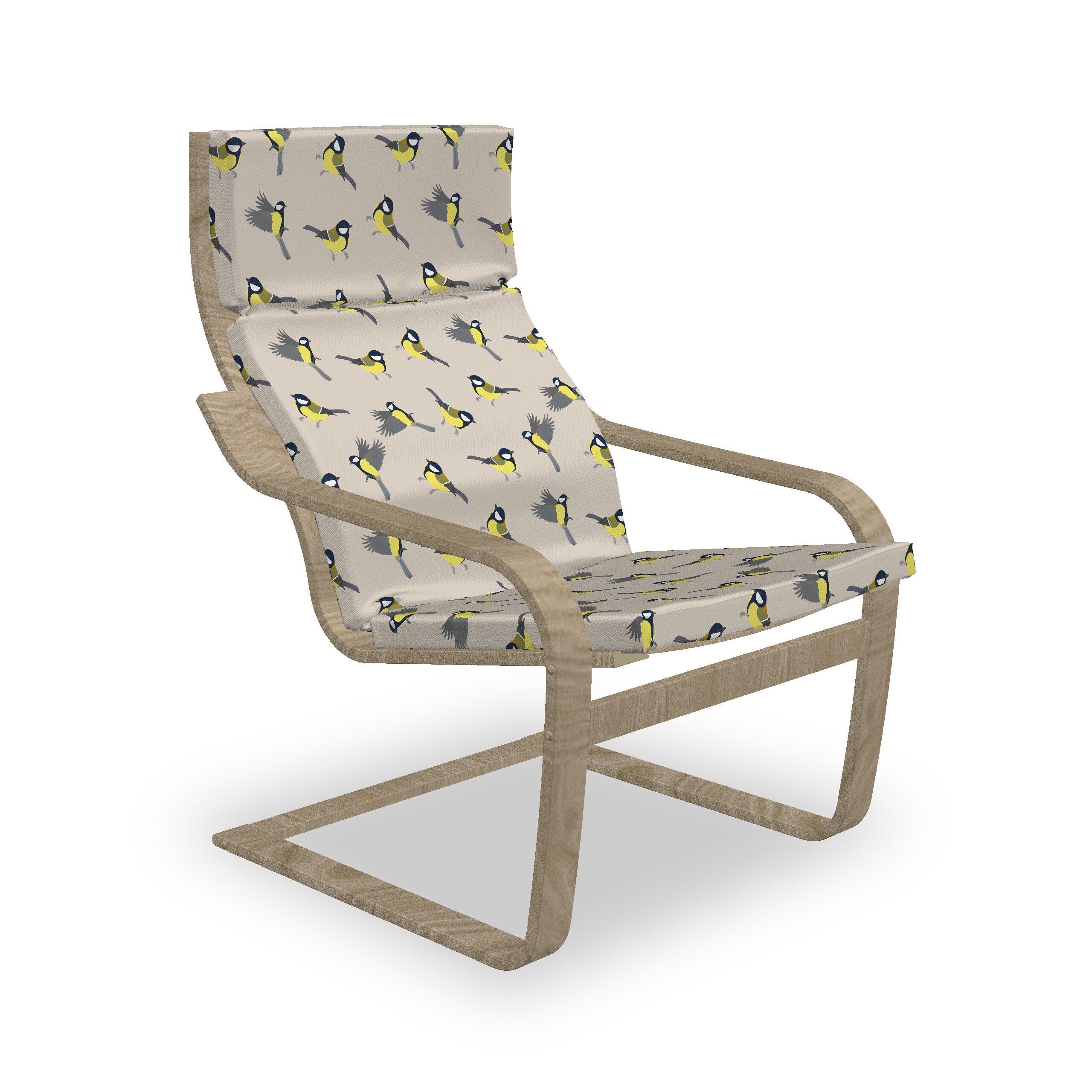 und mit Kunst Tiere Sitzkissen Stuhlkissen Reißverschluss, Avian Abakuhaus Gelber Vogel mit Stuhlkissen Hakenschlaufe