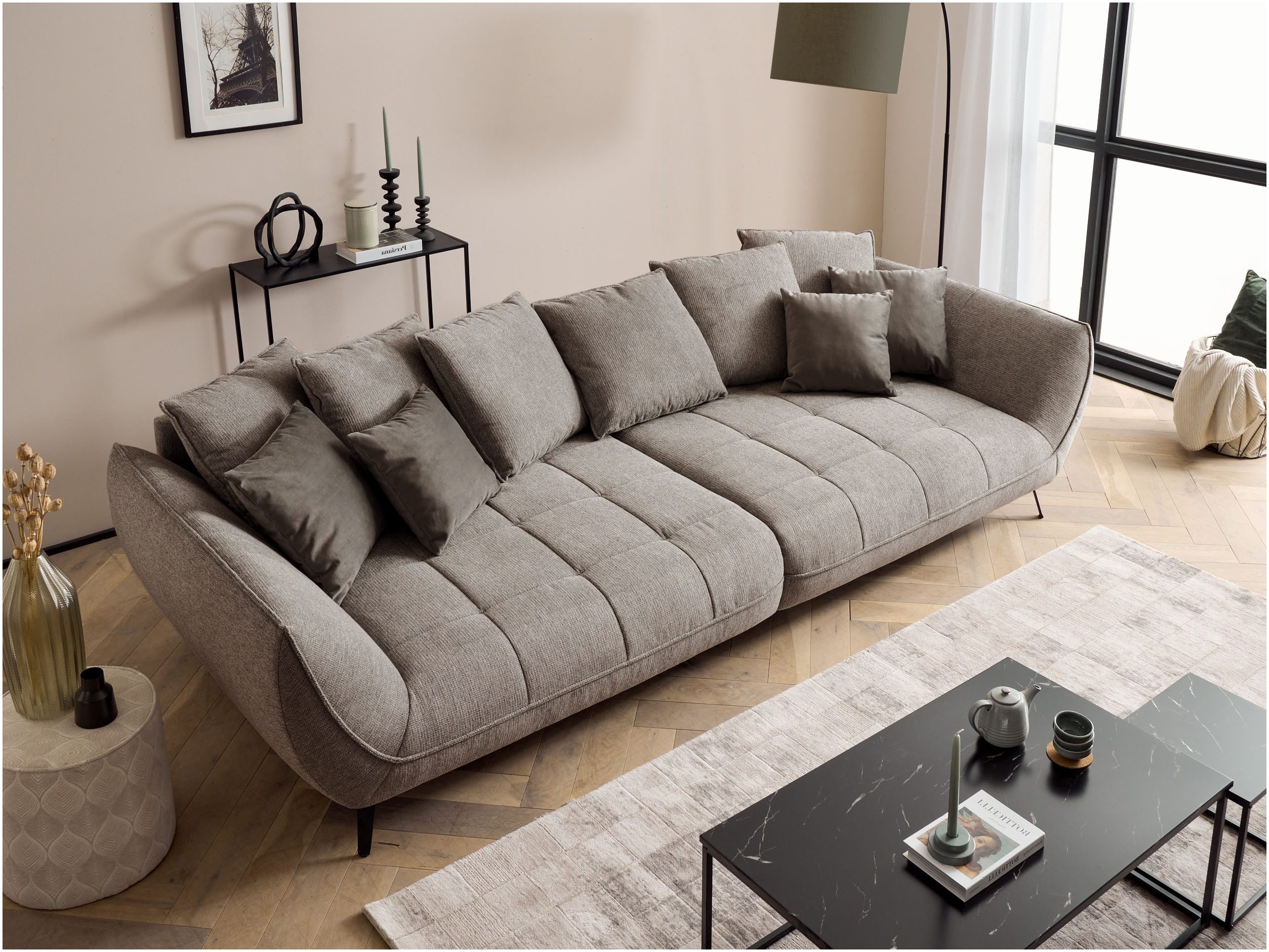 exxpo - sofa fashion Big-Sofa Triton Mega Sofa,toller Sitzkomfort, Steppung im Sitz, Breite 311cm, inkl.10-teiliges Kissenset,gemütliches Megasofa,viel Platz zum Relaxen