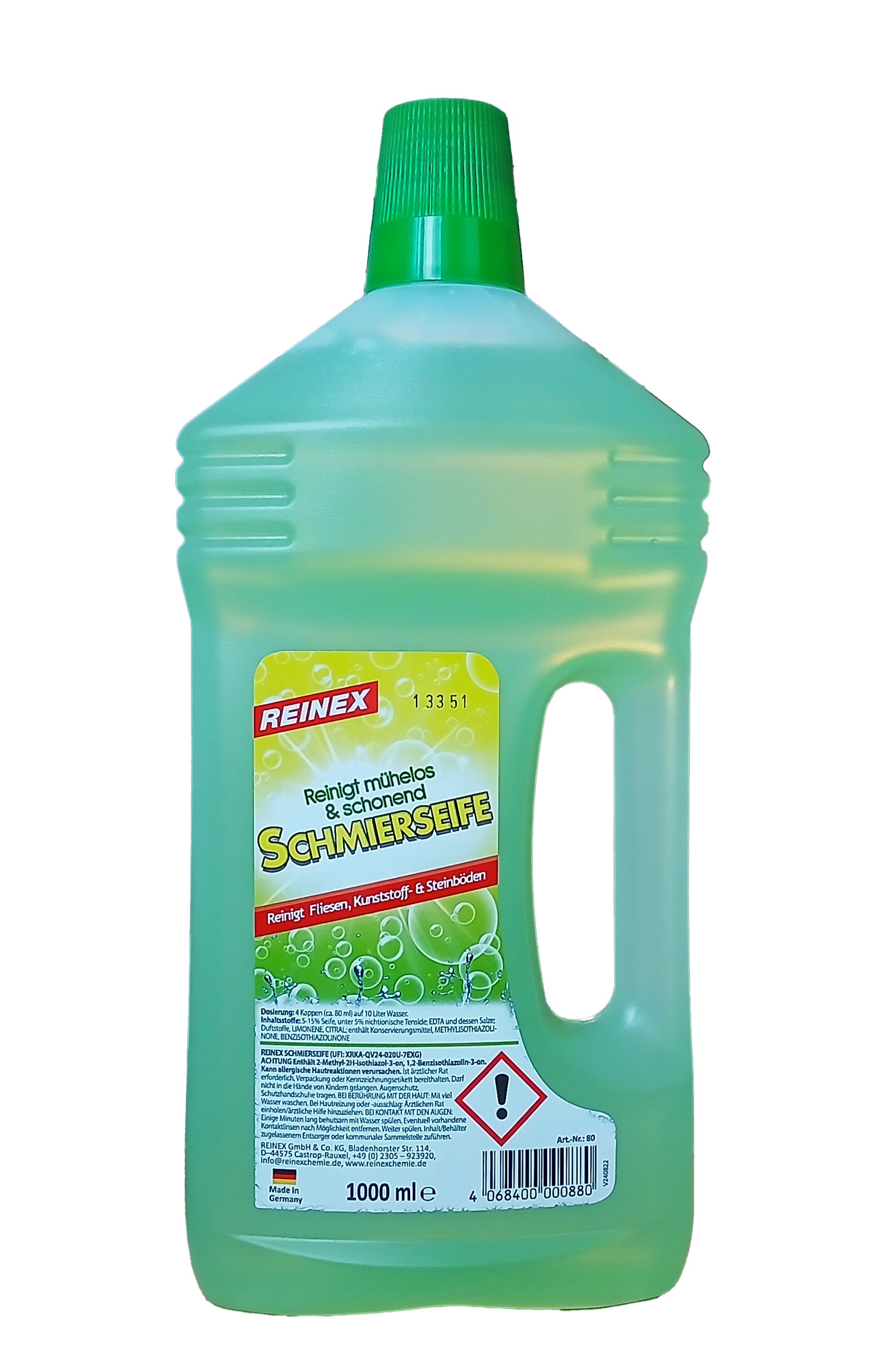 Reinex SCHMIERSEIFE 1000ml flüssig Universalreiniger Waschmittel 80 Universalreiniger (Konzentrat Fliesen Steinboden Reiniger)