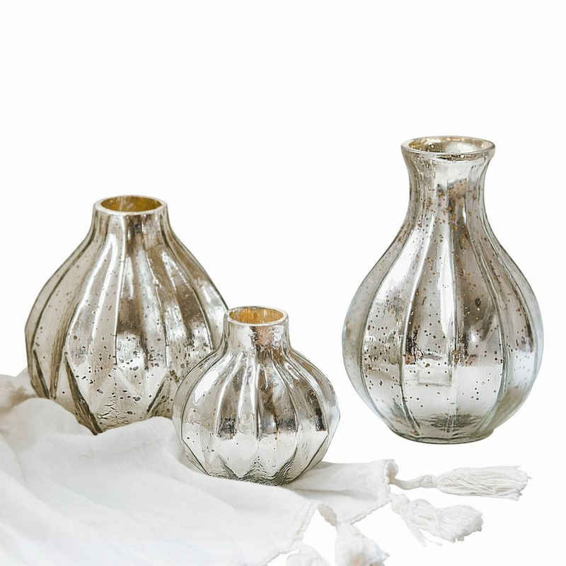 Mirabeau Tischvase Vase 3er Set Frido antiksilber