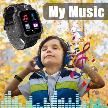 PTHTECHUS Smartwatch (1,55 Zoll), Kinderuhr Telefon mit Zwei-Wege-Gespräch MP3 Kamera Spiele Wasserdicht