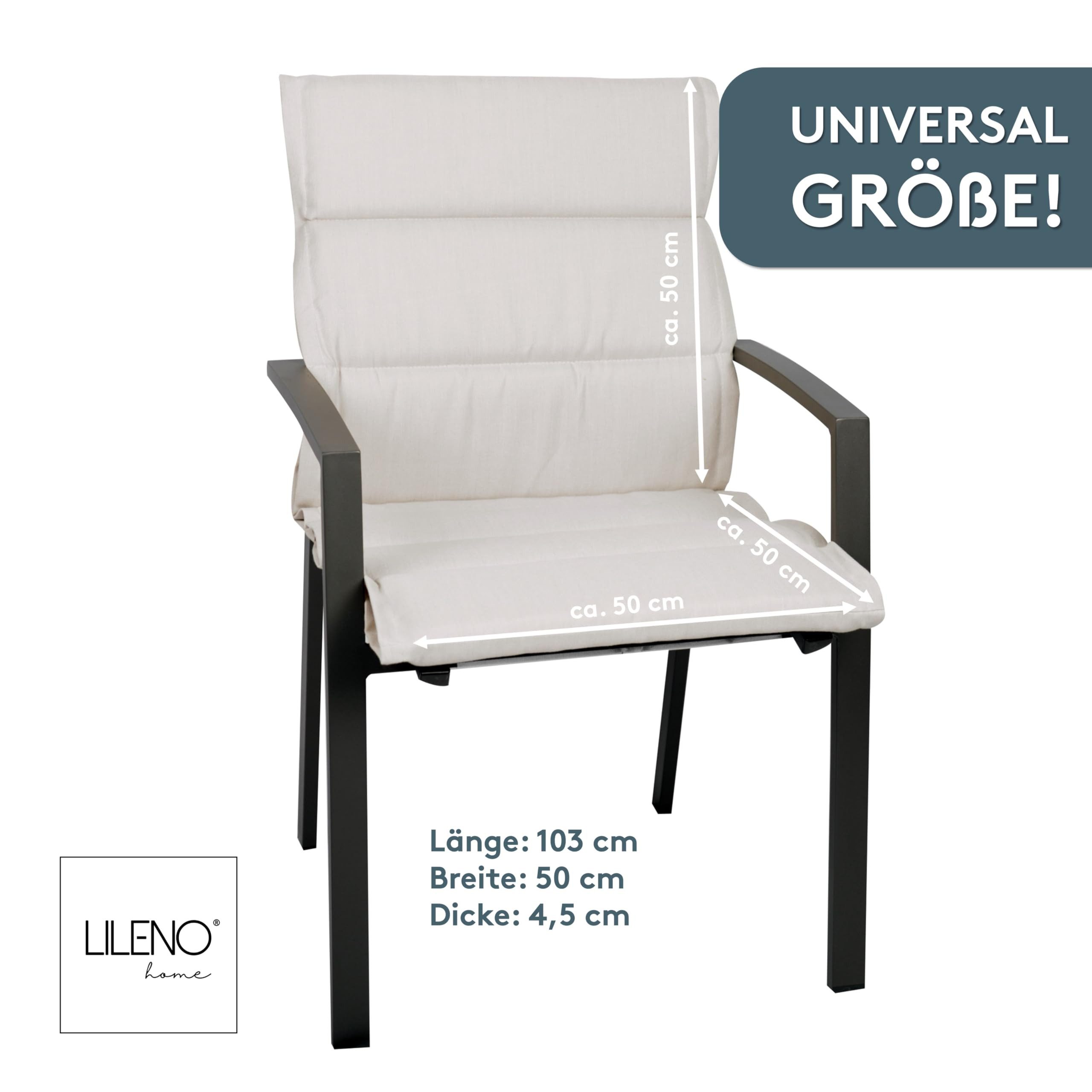 LILENO HOME Polsterauflage Niedriglehner, bequeme Sitzauflage für Gartenmöbel, Stuhlkissen, (1 St., 1er Set), 1er Set Gartenstuhl Auflagen in Natur, wasserabweisende Sitzpolster