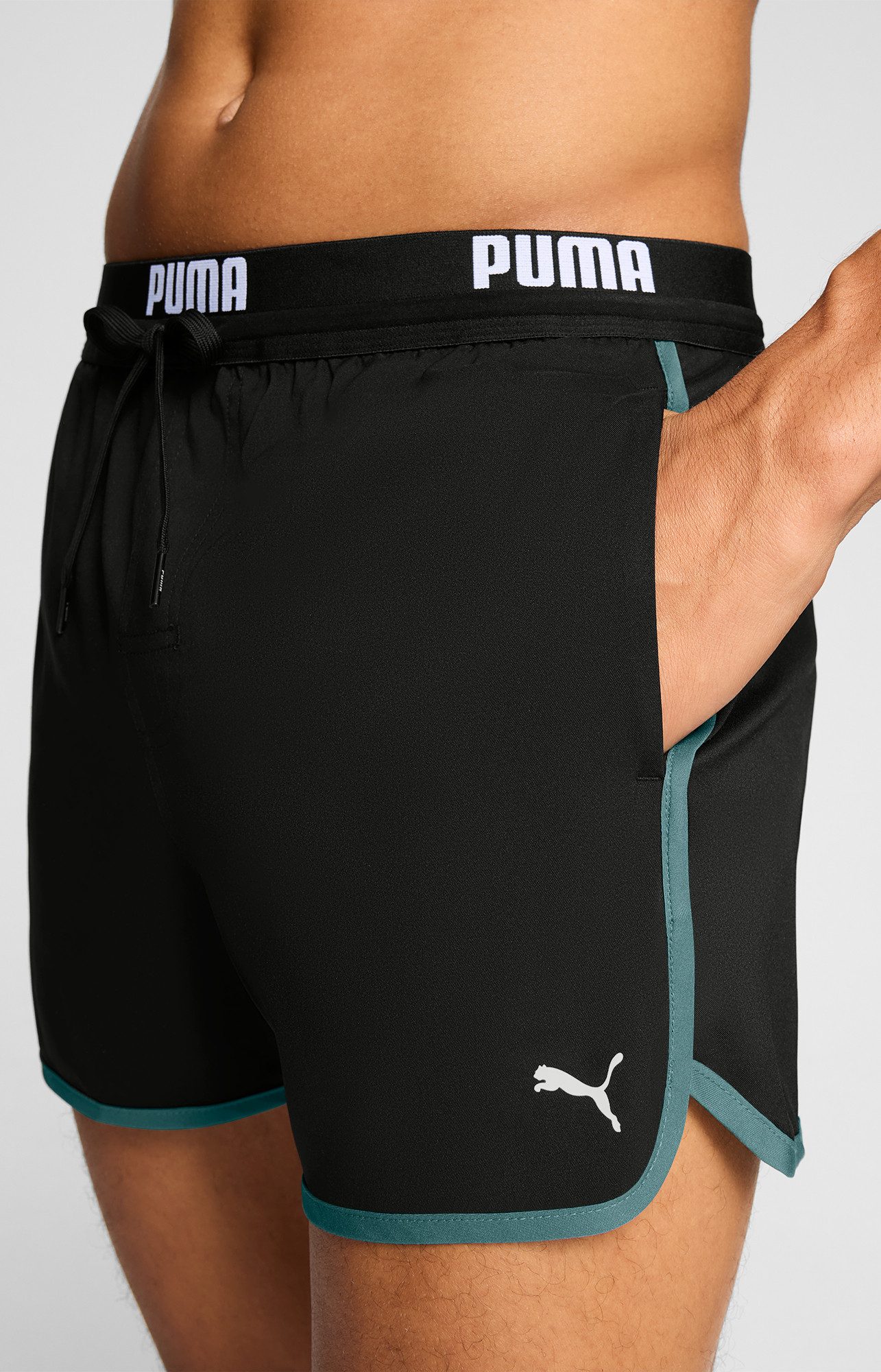 PUMA Badeshorts PUMA SWIM MEN TRACK SHORT SHORTS mit Gummizug und Bindekordel