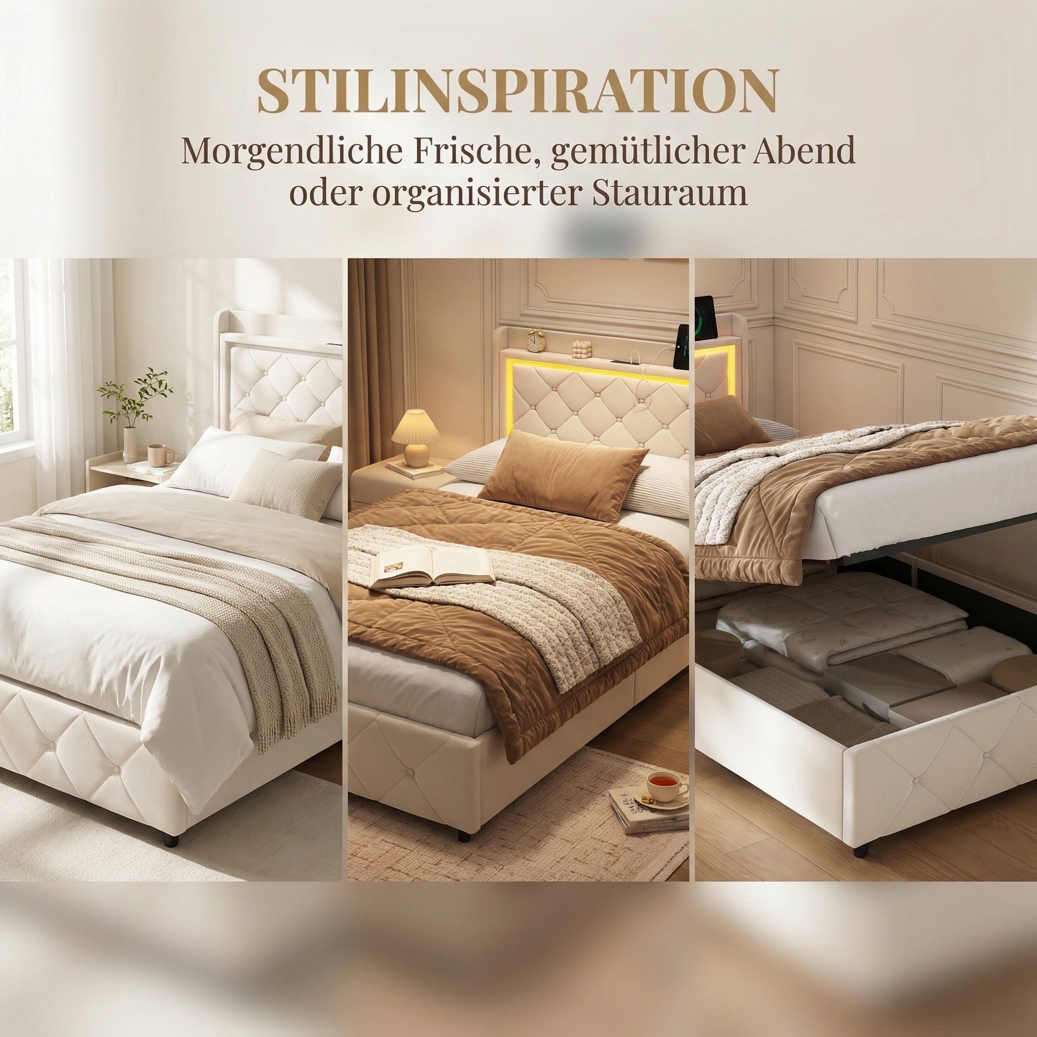 Gdood Polsterbett Stauraumbett mit LED Beleuchtung und Ladefunktion 90x200 cm (1-tlg., Modernes Jugendbett, Leises Design Bett), Jugendbett Hydraulisches Stauraumbett