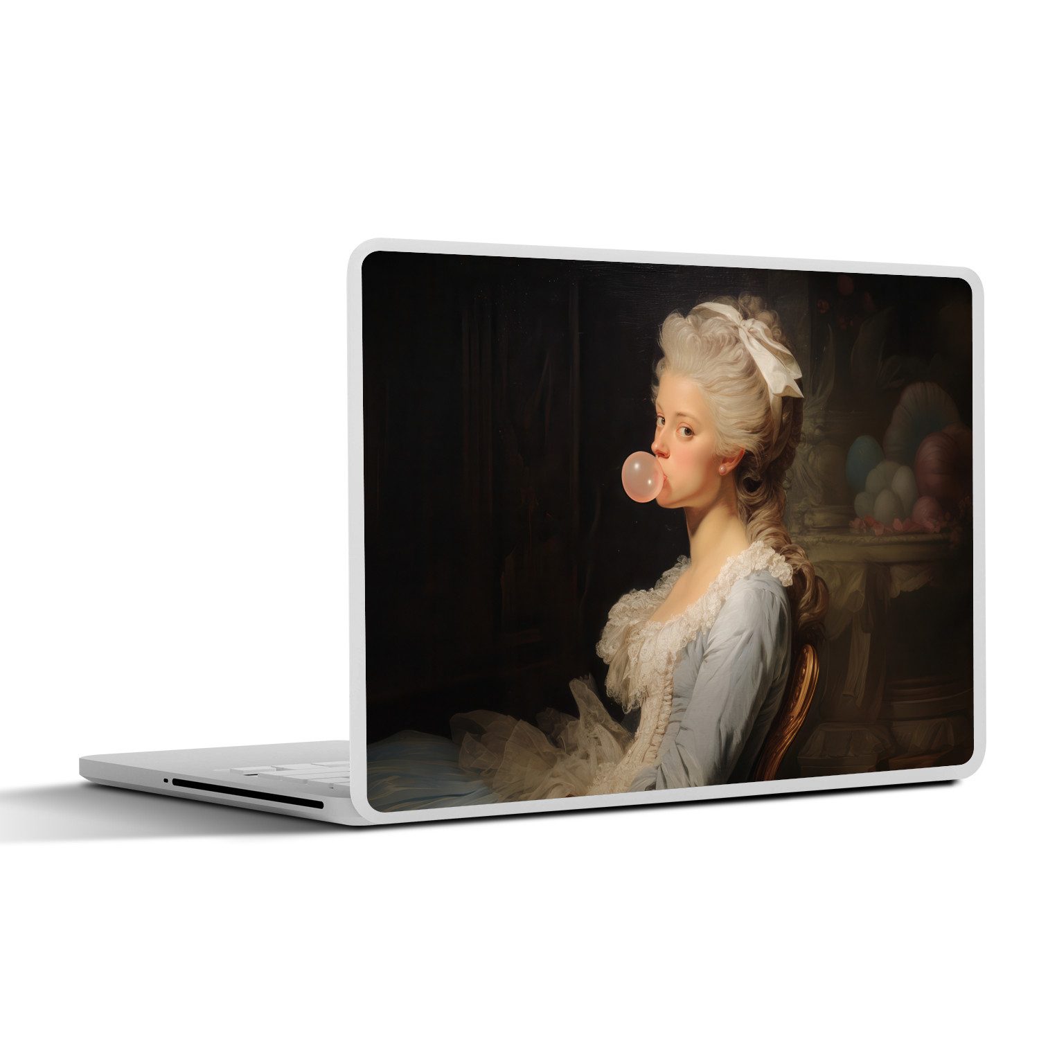 MuchoWow Laptop-Aufkleber Frau - Barockes Kleid - Kaugummi, (1tlg), Laptop Folien Cover, Наклейка, Sticker, Schutz vor Kratzern, 30x21 cm