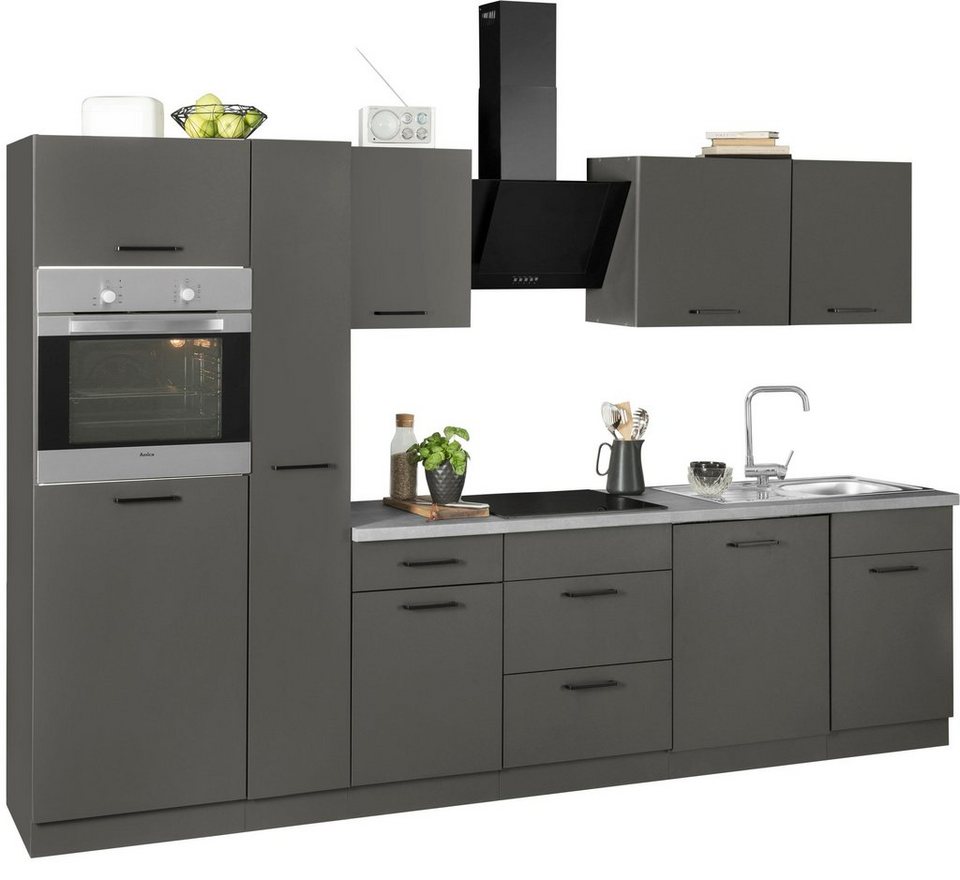wiho Küchen Küchenzeile Esbo, mit E-Geräten, Breite 310 cm, Wahlweise mit  Aufbauservice
