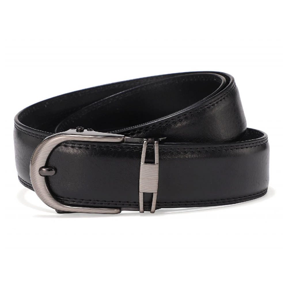 HMT Ledergürtel Gürtel mit Automatikschliesse Schwarz Gr. 110 cm