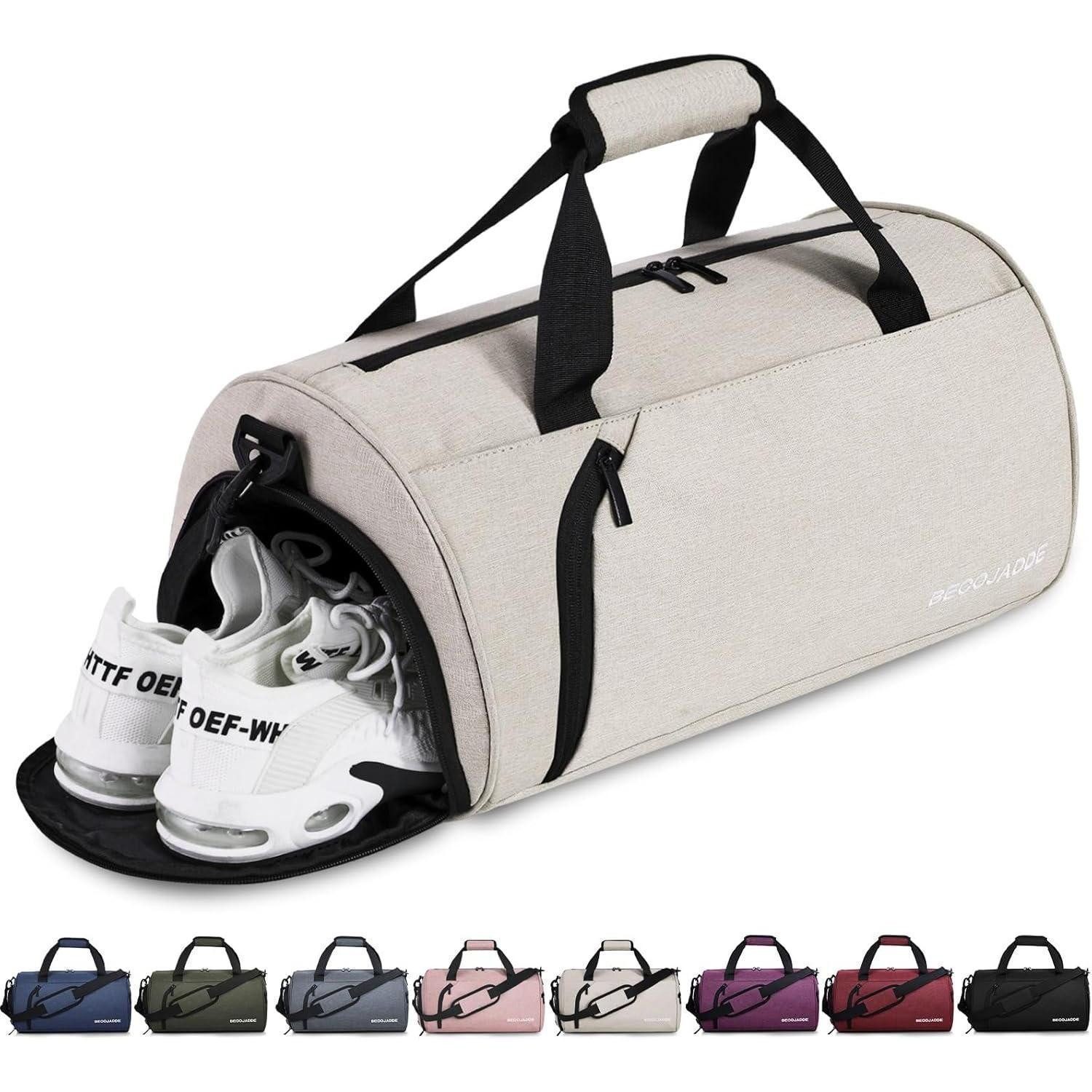 LuxusKollektion Weekender Sporttasche Schuhfach Wasserdicht Handgepäck Damen Herren 25L Beige