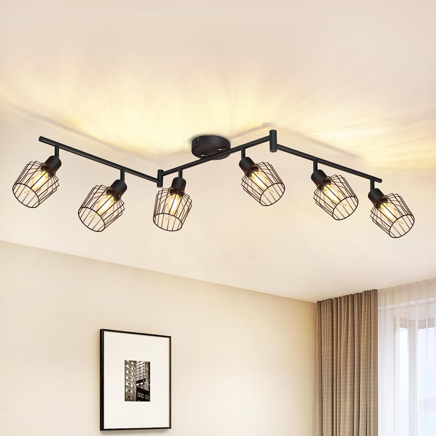 ZMH Deckenleuchte 6 Flammig E14 Deckenstrahler Retro Drehbar 350° für Flur günstig online kaufen