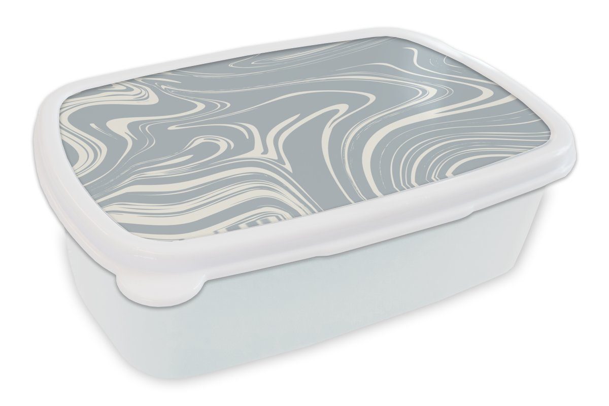 MuchoWow Lunchbox Marmor - Grau weiß Erwachsene, Gelb, für und Kinder - (2-tlg), Kunststoff, Brotdose, Brotbox für Jungs Mädchen und