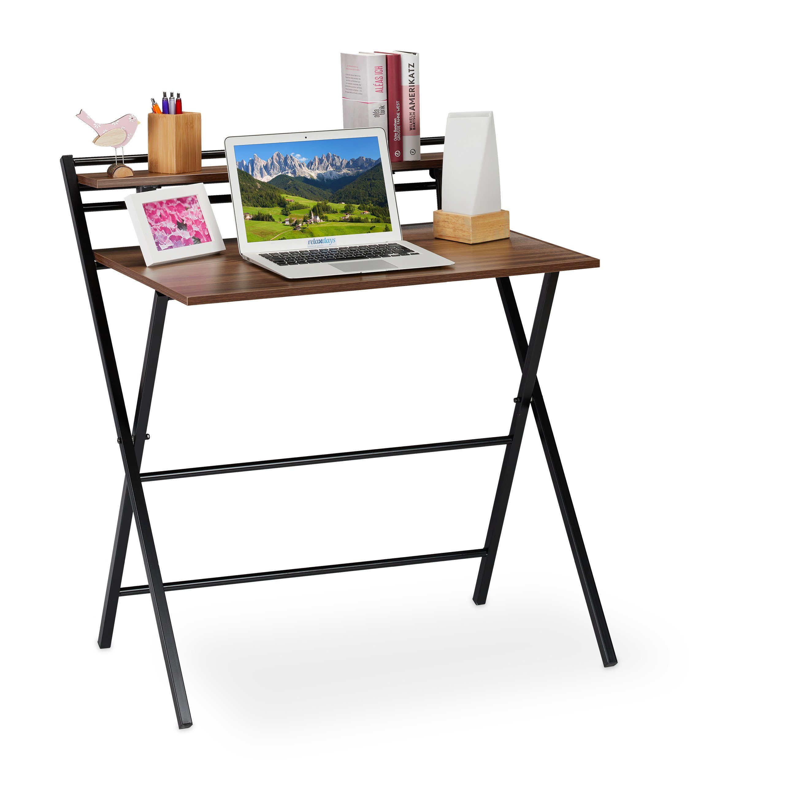 relaxdays Schreibtisch »Schreibtisch klappbar mit Ablage«, Holz / Schwarz  online kaufen | OTTO