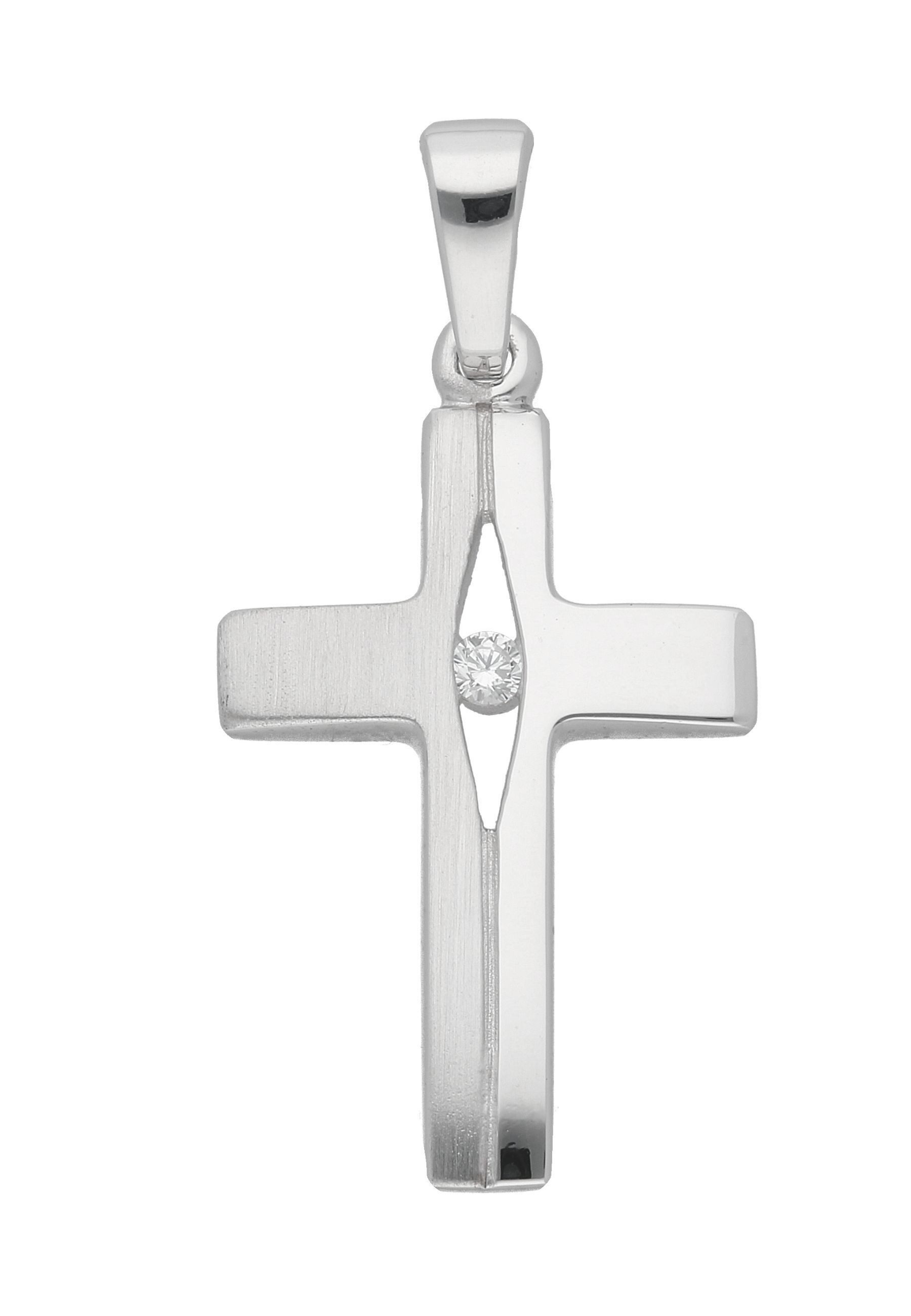 Kreuzanhänger Damen & Herren 925 Silber Kreuz Anhänger mit Zirkonia