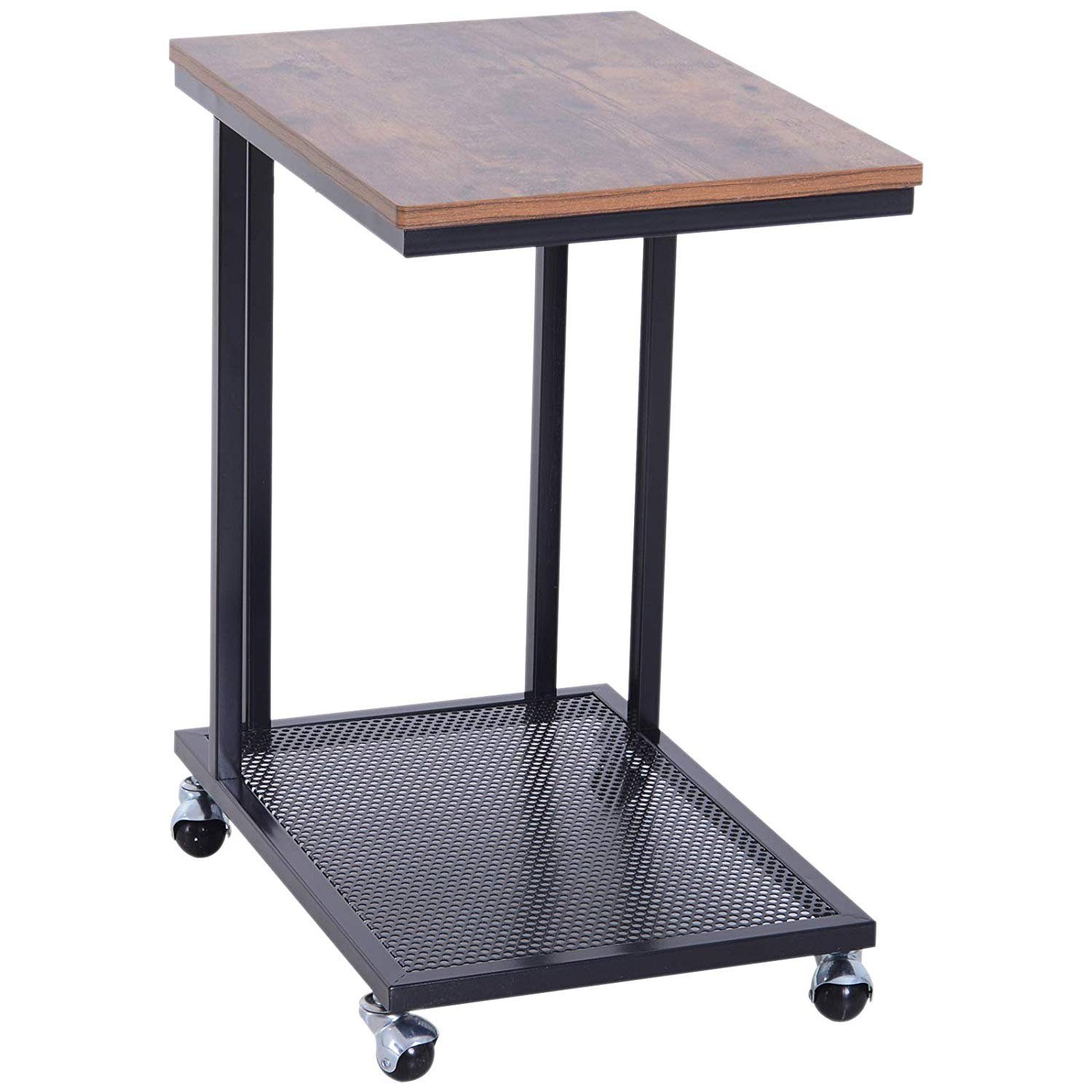 HOMCOM Beistelltisch Rollbarer Beistelltisch in C-Form