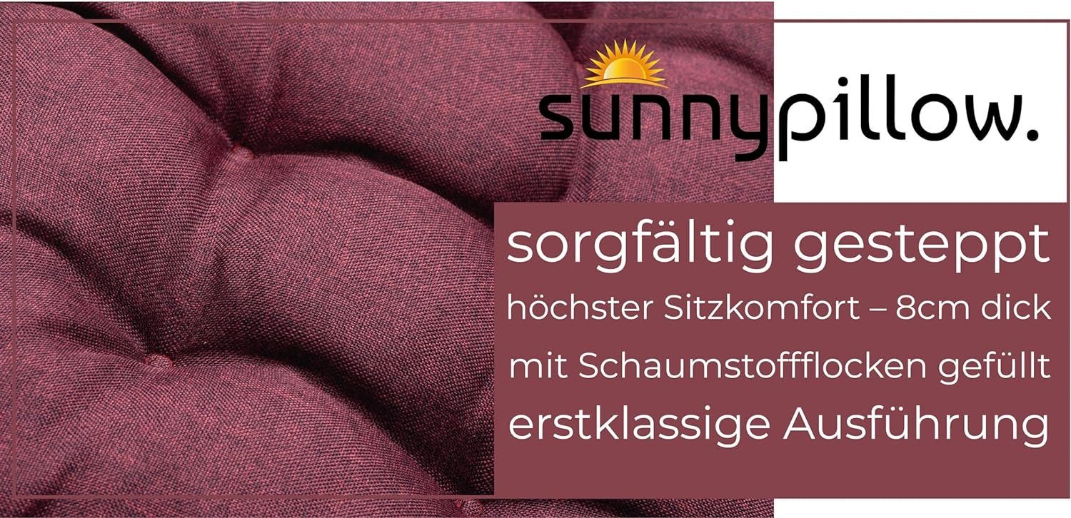 sunnypillow Stuhlkissen 4er Set Stuhlkissen mit Bändern Ontario, Violett