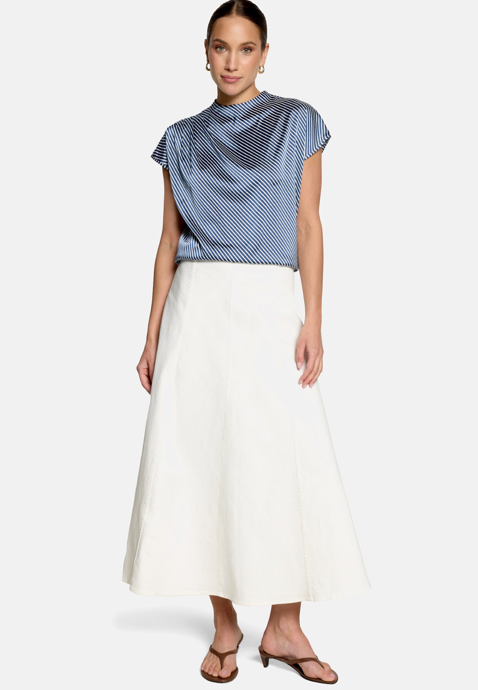 Zero Satinbluse Damen mit Kragen