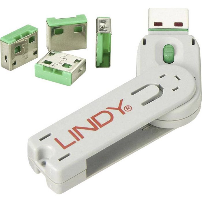 Lindy Laptopschloss LINDY USB Port Schloss USB-Lock + Key 4er Set Grün inkl. 1 Schlüssel