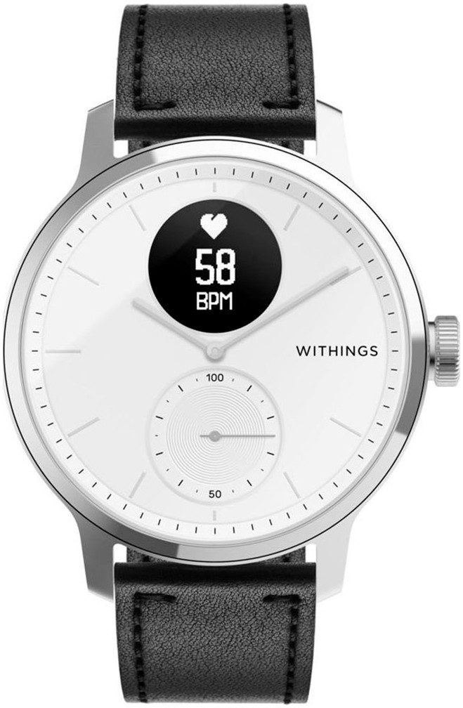 Withings Smartwatch-Armband Leather Wristband 20mm für ScanWatch/2 42mm und ScanWatch Horizon, für Steel HR 40mm, Steel HR Sport, Material: Kalbsleder, Edelstahl