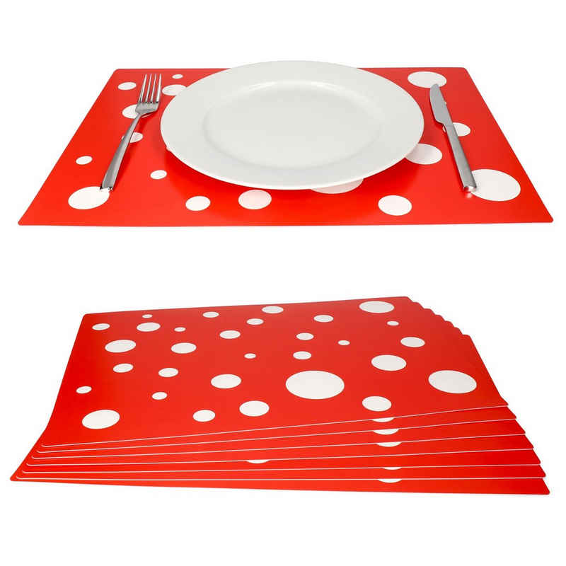 Platzset, 8er Set Tischset rot mit weißen Punkten 45 x 32 cm, MamboCat