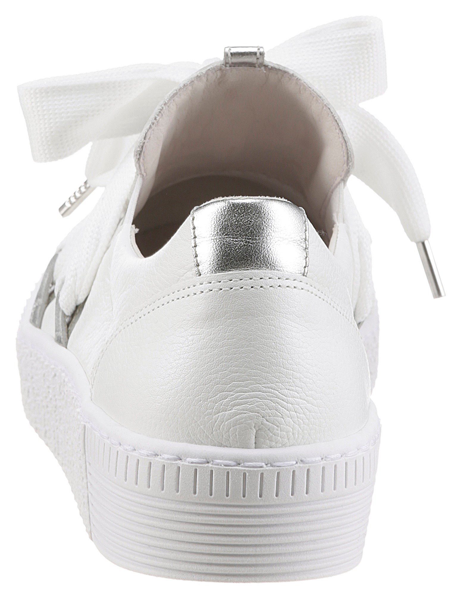 Gabor Slip-On Sneaker mit weiss/silber Schnürung aufgesetzter