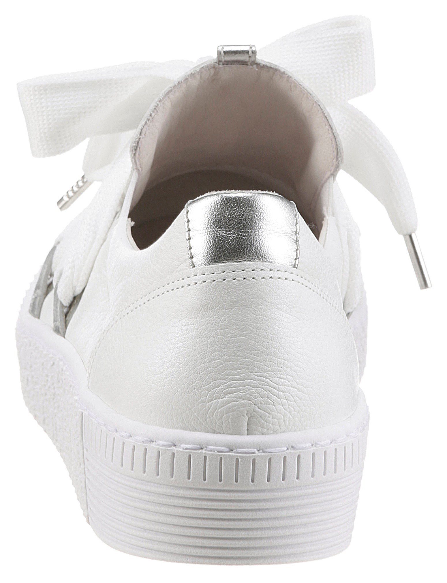 weiss/silber Schnürung Slip-On Gabor Sneaker mit aufgesetzter