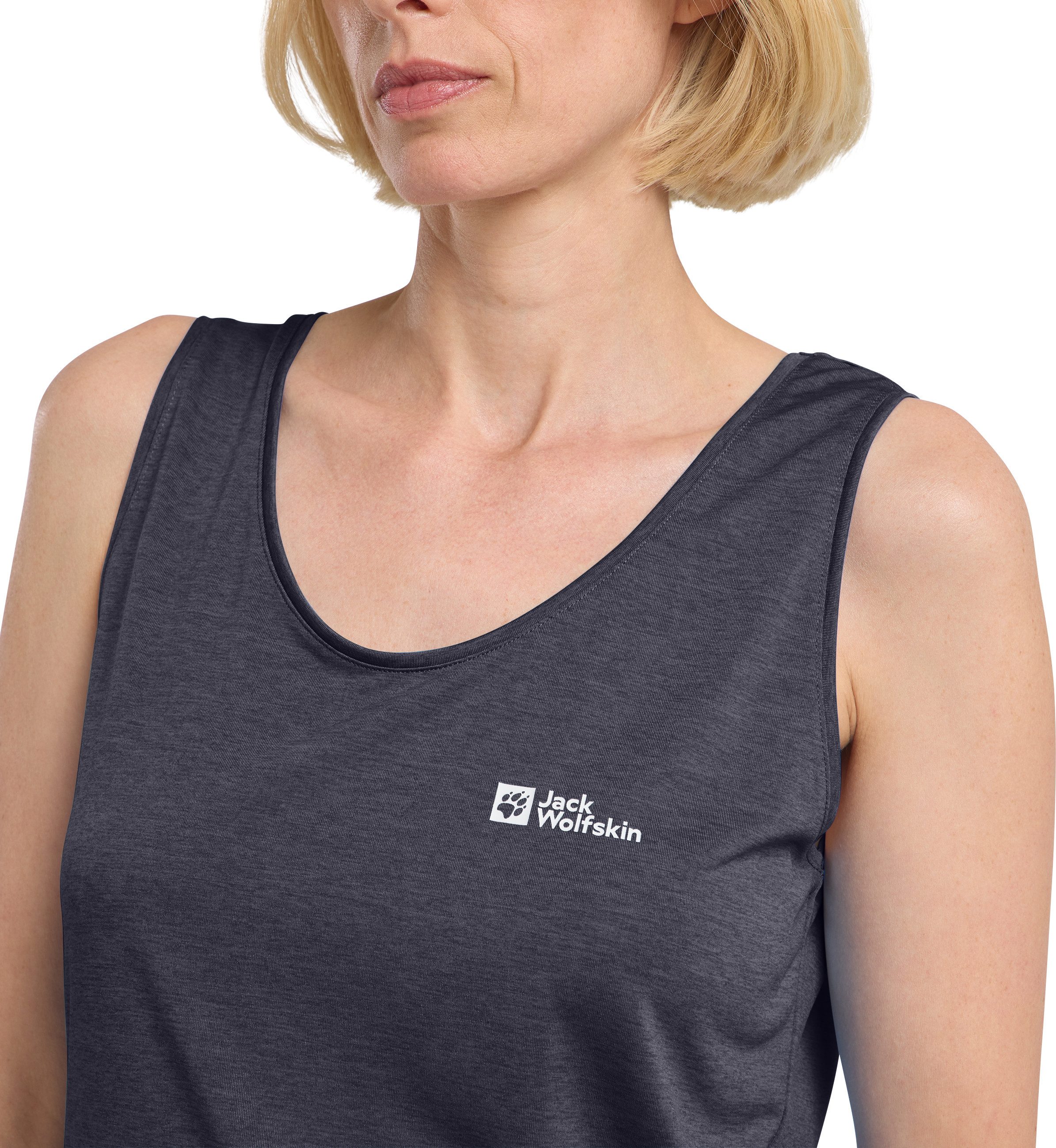 Jack Wolfskin Tanktop CROSSTRAIL TANK W schnelltrocknendes TEXADRI SINGLE JERSEY HEATHER-Gewebe