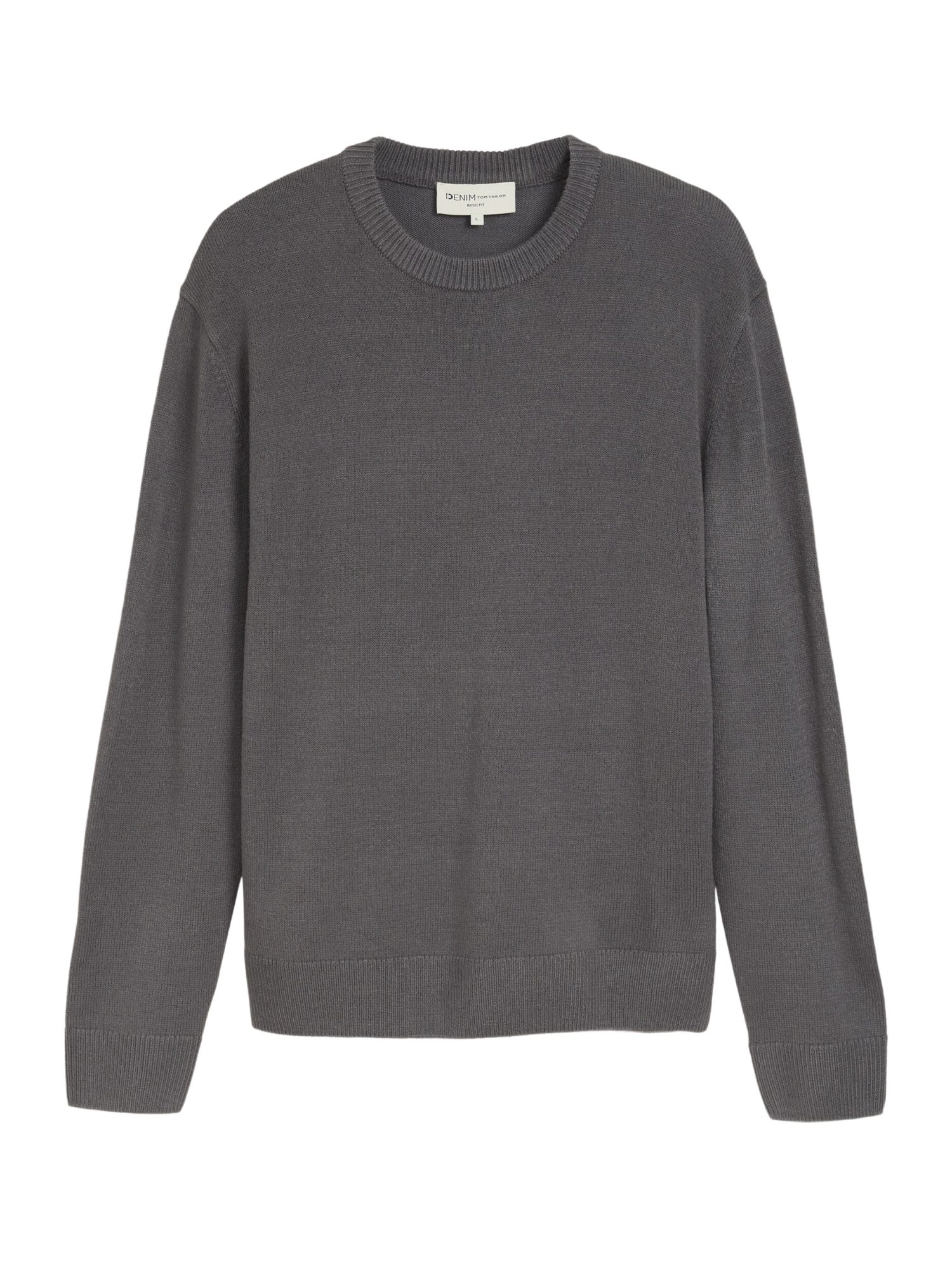 TOM TAILOR Denim Strickpullover H grau,Basic,Polyacryl,Unifarben,Rundhals,Langarm,Regular Fit