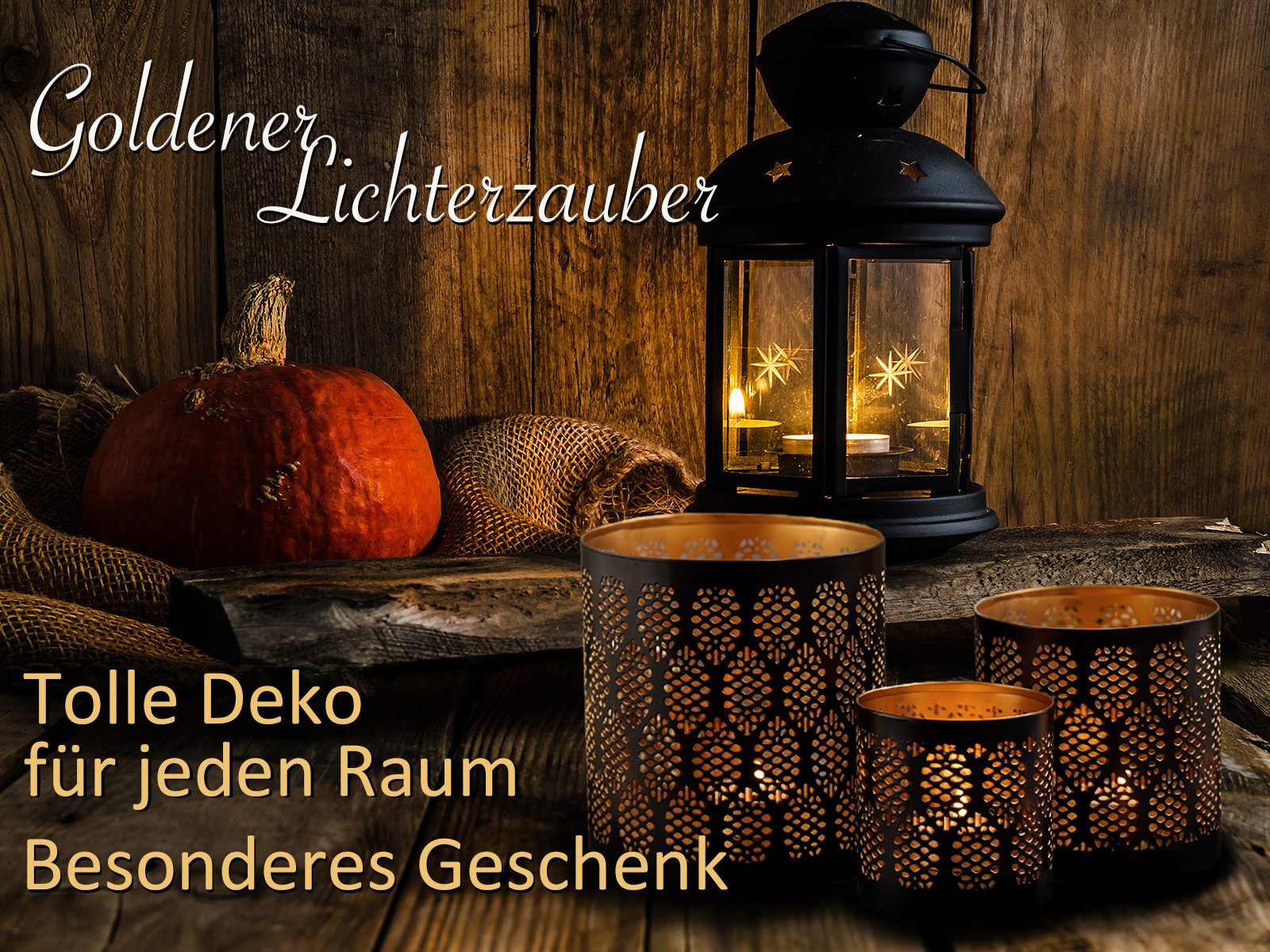 Amagohome Teelichthalter Kerzenständer 3er Set Windlicht Teelichthalter rund schwarz gold (3 St) – Bild 4 von 5