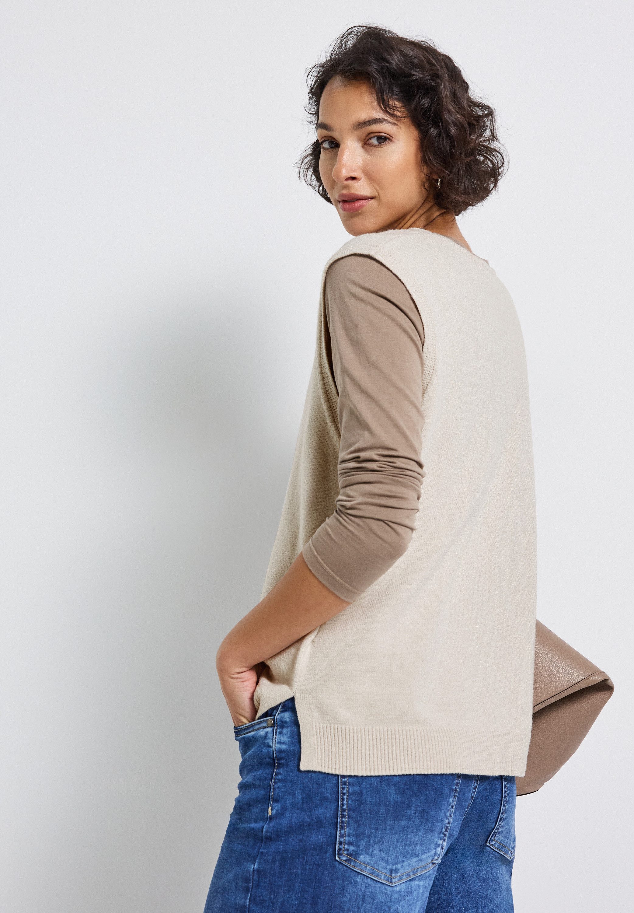STREET ONE Kurzarmpullover aus softem Materialmix