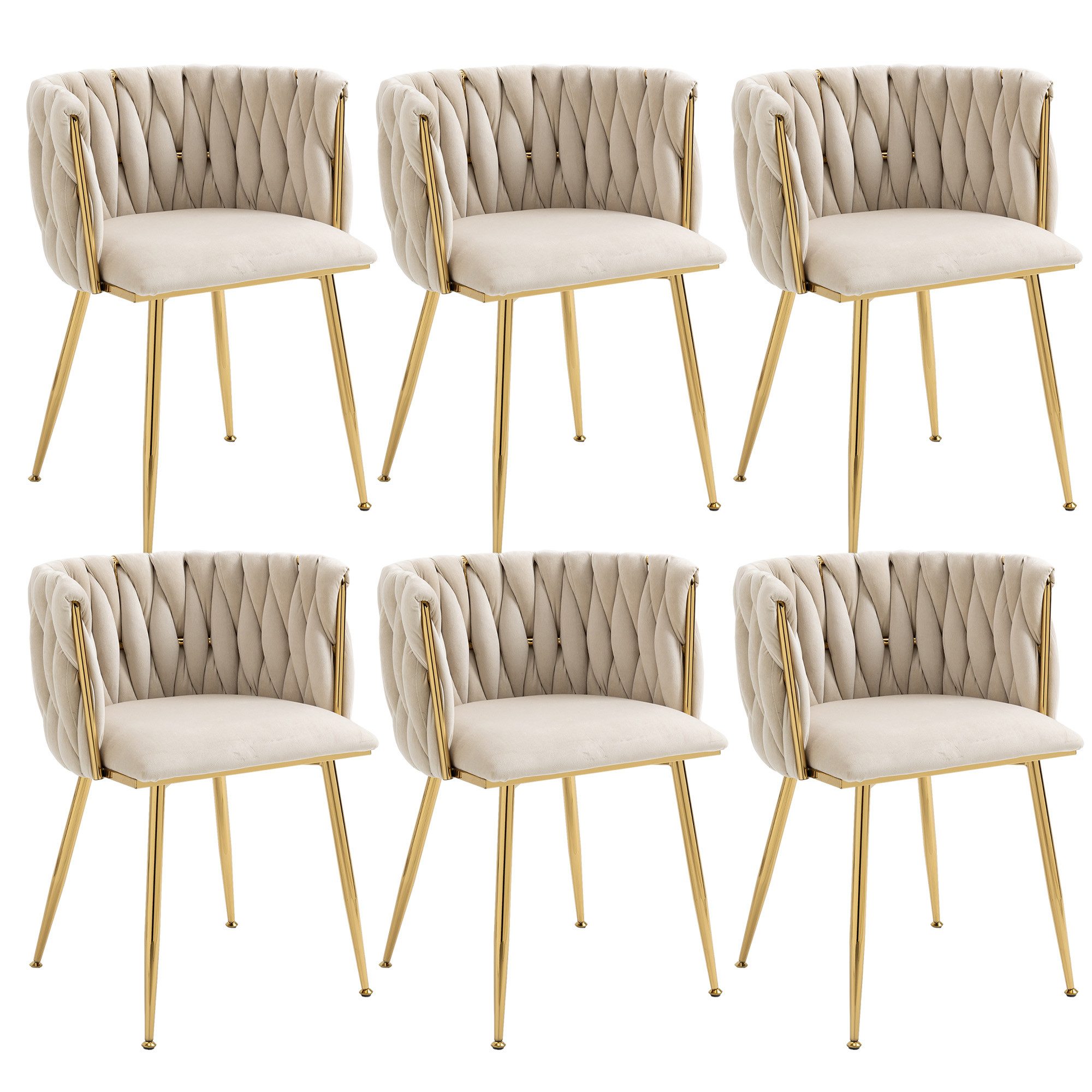 LVHOM Esszimmerstuhl Set mit runden Rückenlehne, Wohnzimmerstuhl aus Samt/L günstig online kaufen