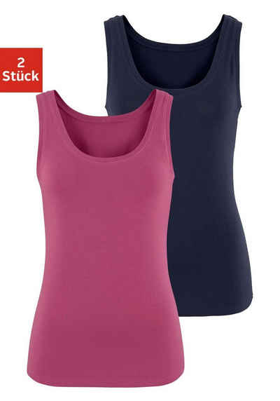 Vivance Tanktop (2er-Pack) aus elastischer Baumwoll-Qualität, Strandtop