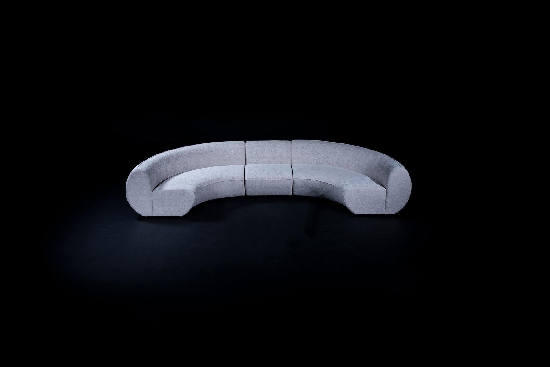 Made Couch Ecksofa 3 U-Form Teile, Modern JVmoebel in Europe Halbrunde Graue Sofas Neu, Textil