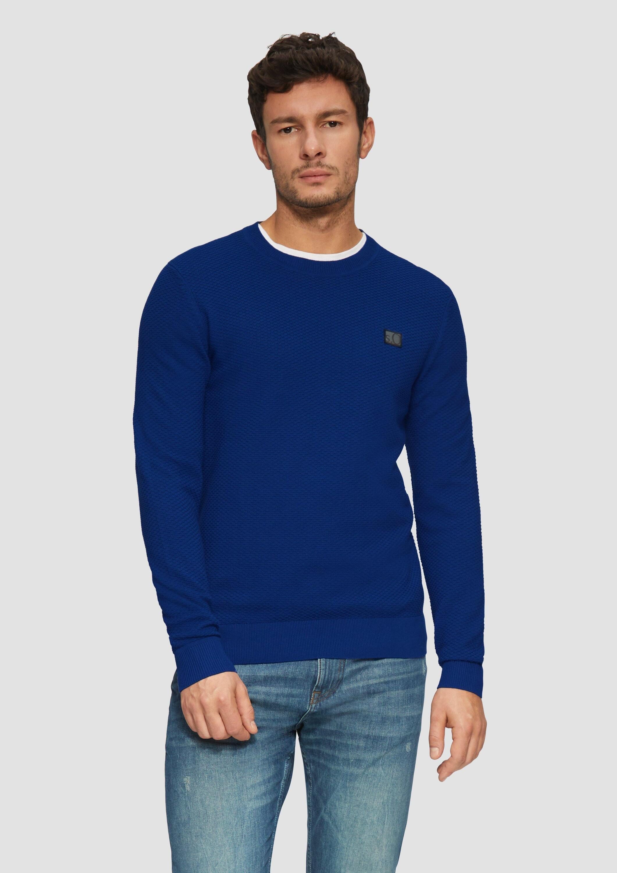 s.Oliver Longpullover Strickpullover Strukturierter Strickpullover mit Logo günstig online kaufen