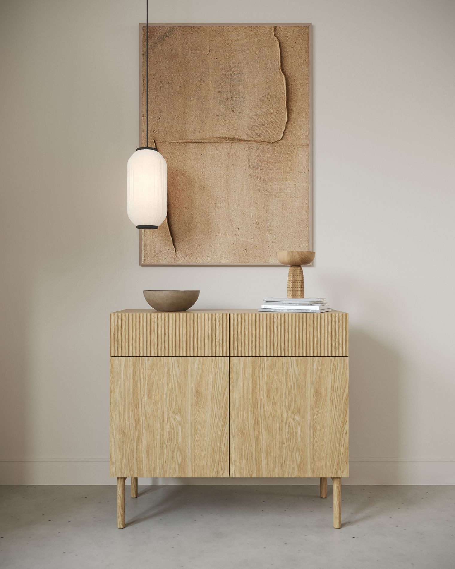 Selsey Sideboard NOLIE, 2-türig mit 4 Fächern, 2 Schubladen, Holzbeinen, 100 cm