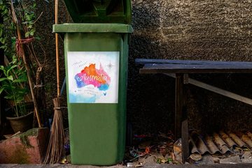 MuchoWow Wandsticker Ölgemälde - Weltkarte - Australien (1 St), Mülleimer-aufkleber, Mülltonne, Sticker, Container, Abfalbehälter