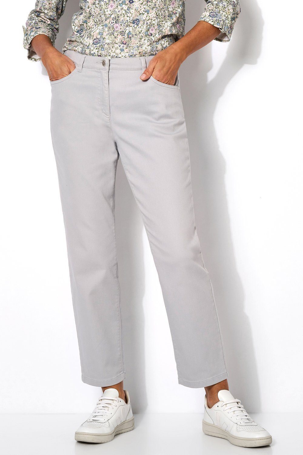 Relaxed by TONI 5-Pocket-Hose Geheimnisvolle Schoene mit verstellbarem Bund silberfarben - 082